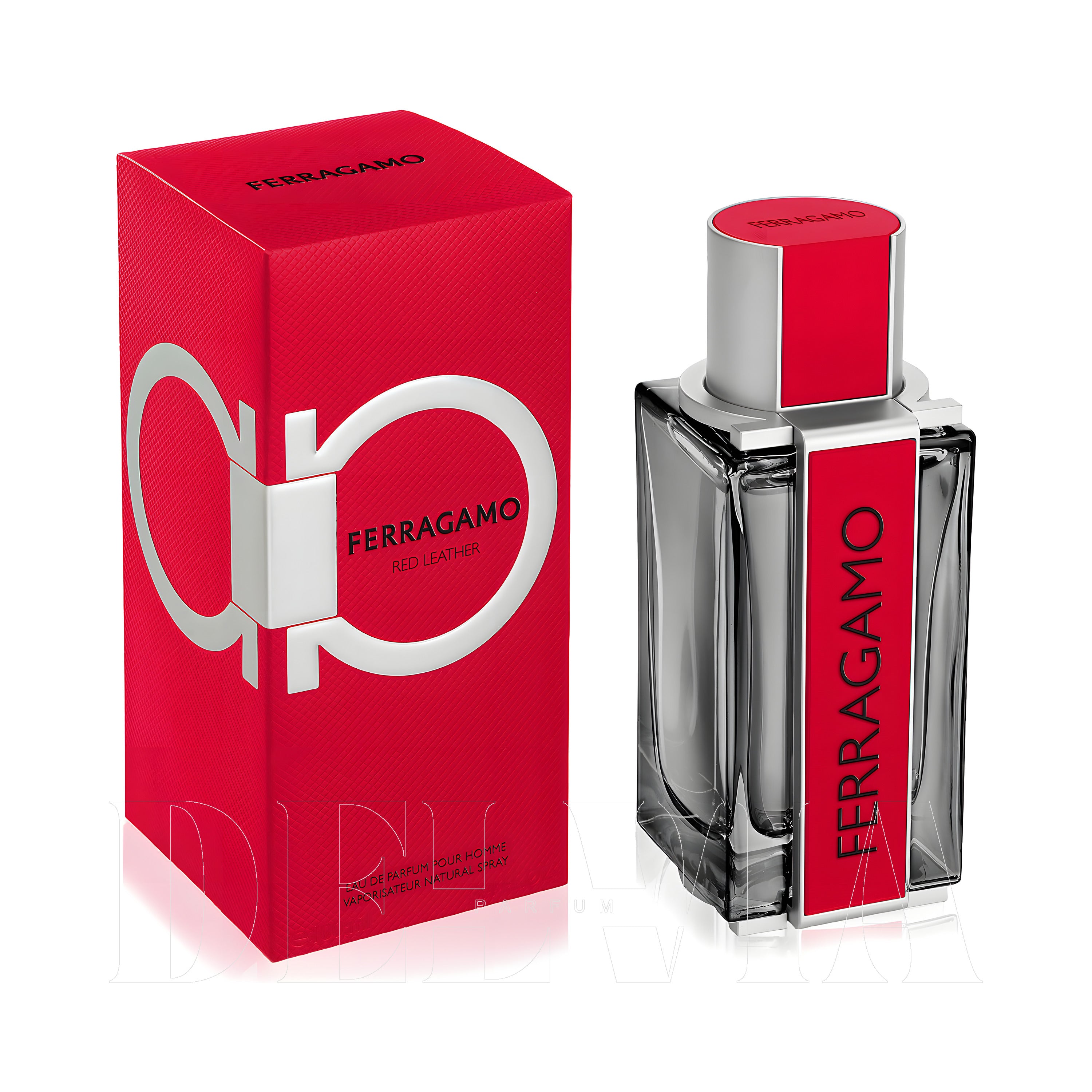 Ferragamo Red Leather Katı Parfum — kutu ve şişe görseli