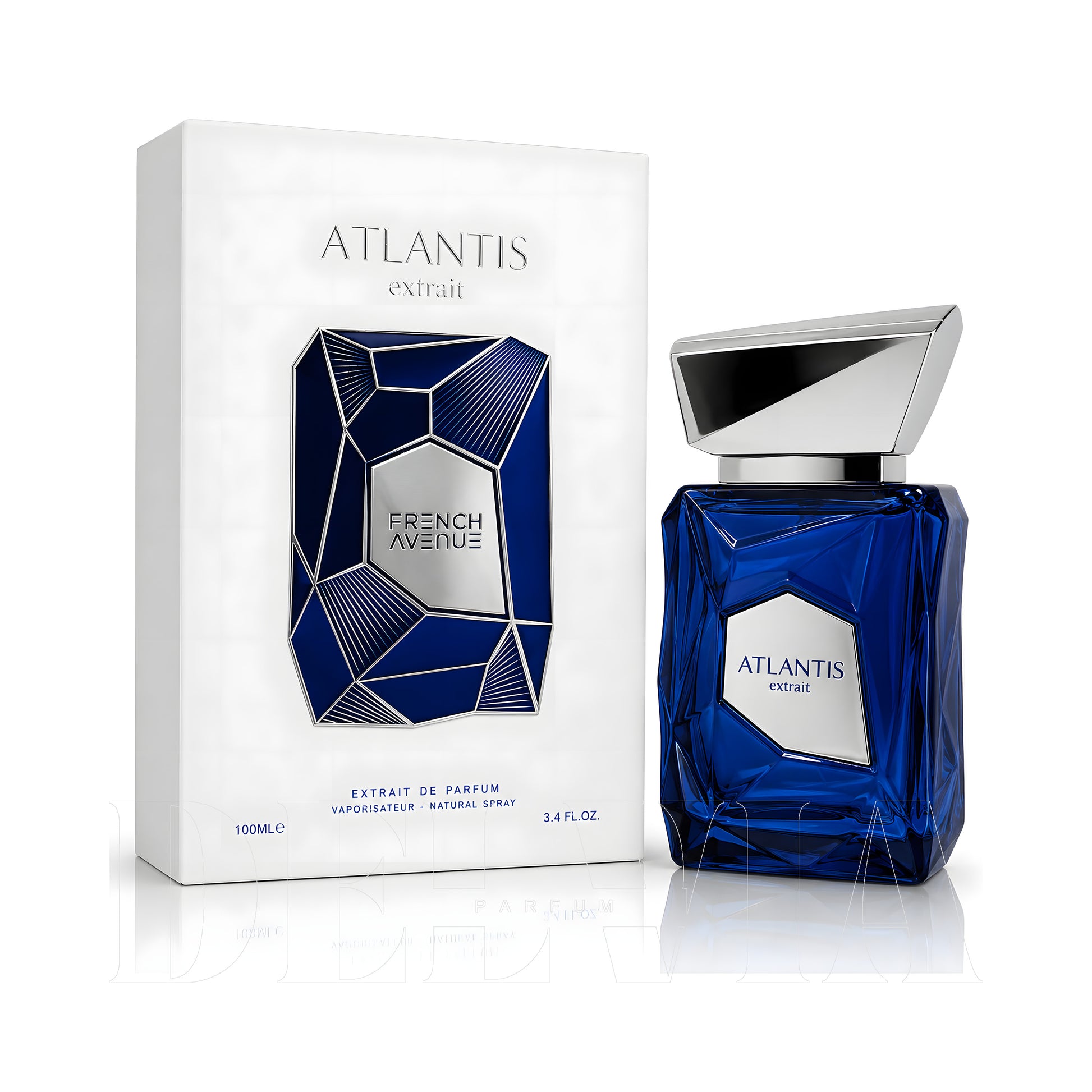 French Avenue Atlantis Extrait De Parfum Katı Parfum — kutu ve şişe görseli