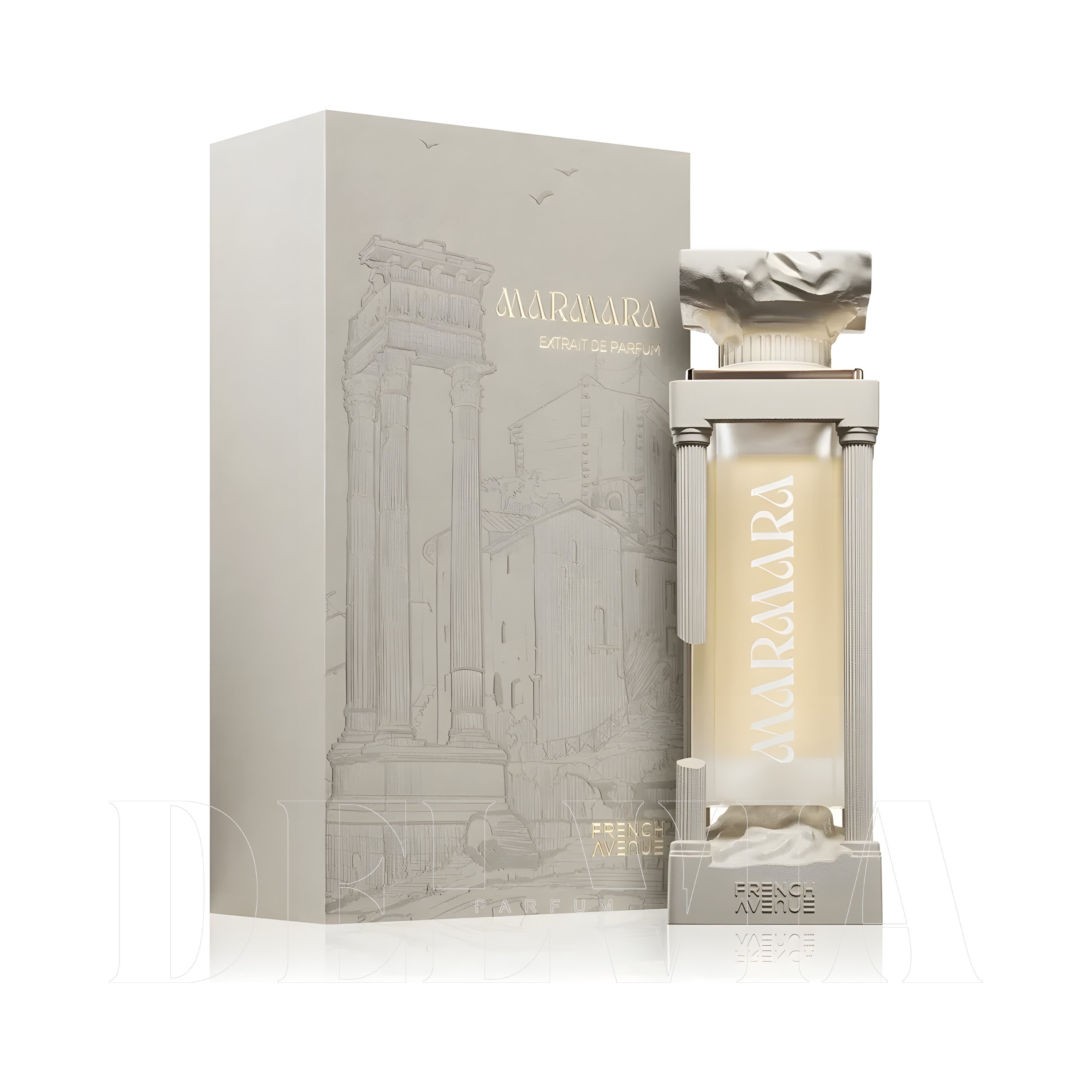 French Avenue Marmara Extrait De Parfum 2 ml dekant parfüm — kutu ve şişe görseli