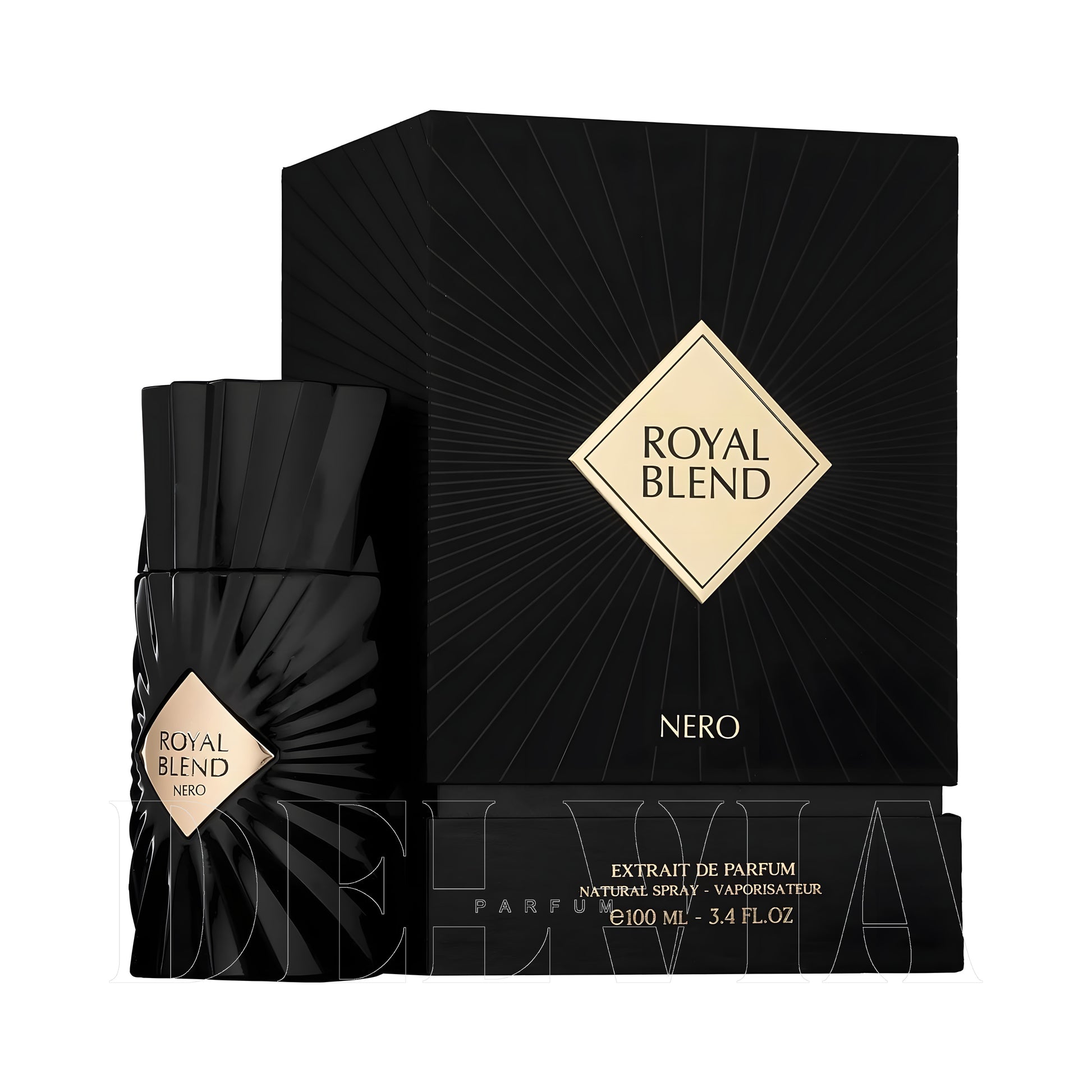 French Avenue Royal Blend Nero Katı Parfum — kutu ve şişe görseli