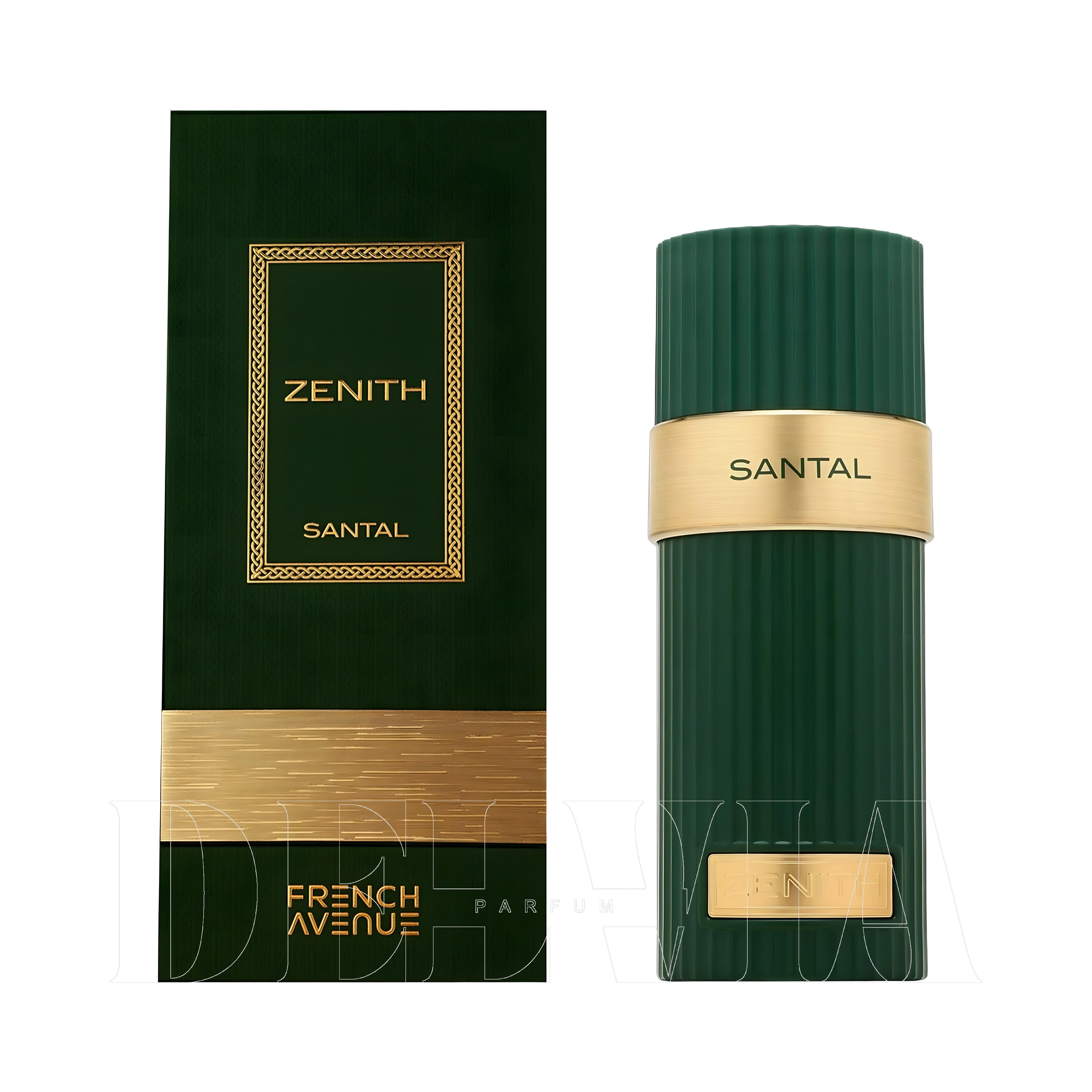 French Avenue Zenith Santal 2 ml dekant parfüm — kutu ve şişe görseli