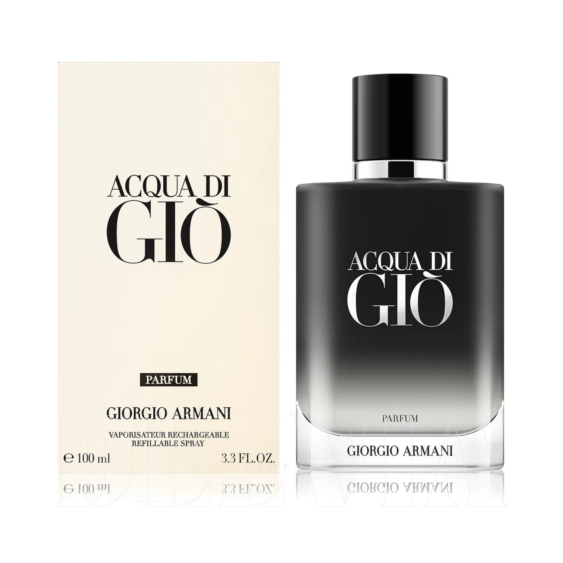Giorgio Armani Acqua Di Gio Parfum 2 ml dekant parfüm — kutu ve şişe görseli