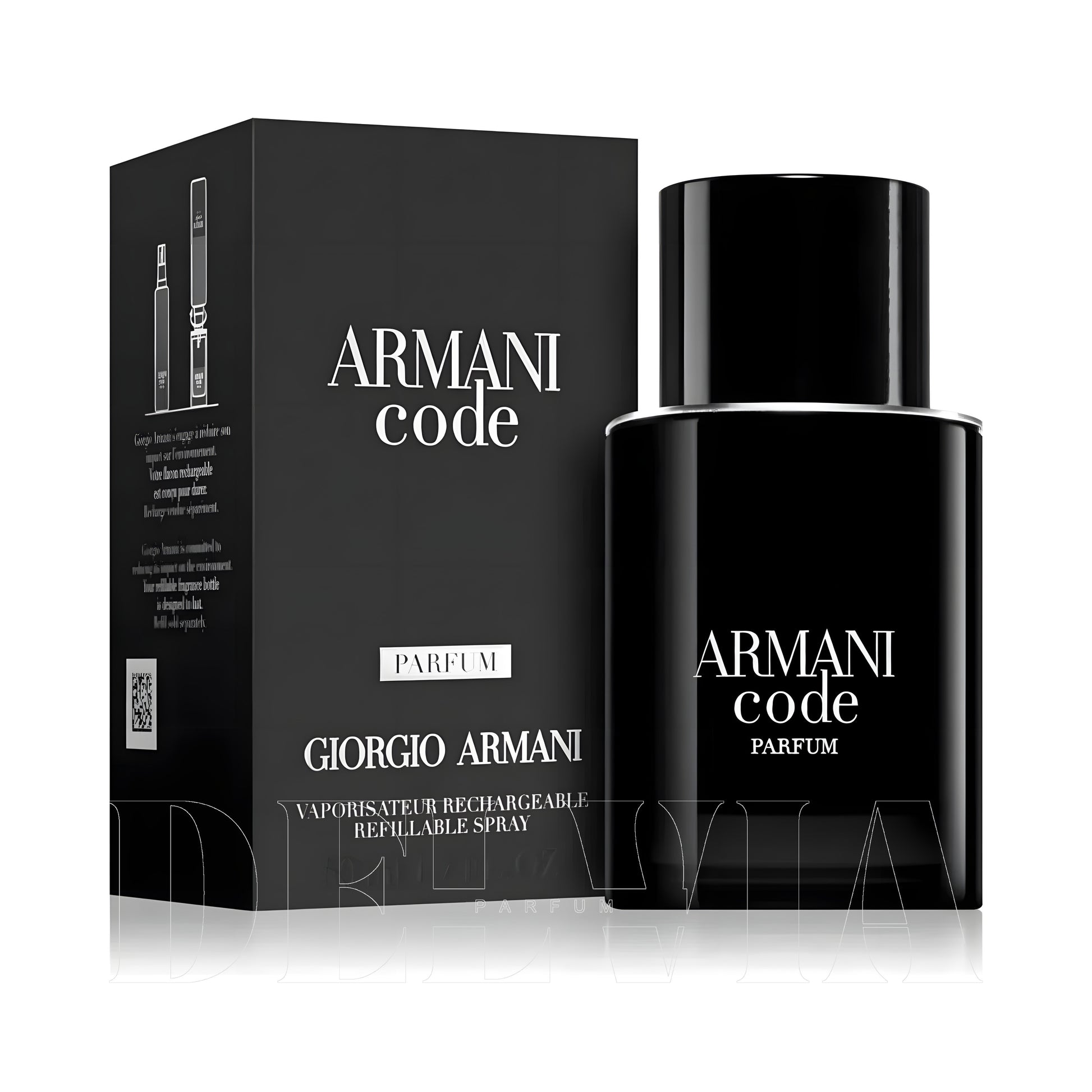 Giorgio Armani Code Le Parfum 5 ml dekant parfüm — kutu ve şişe görseli