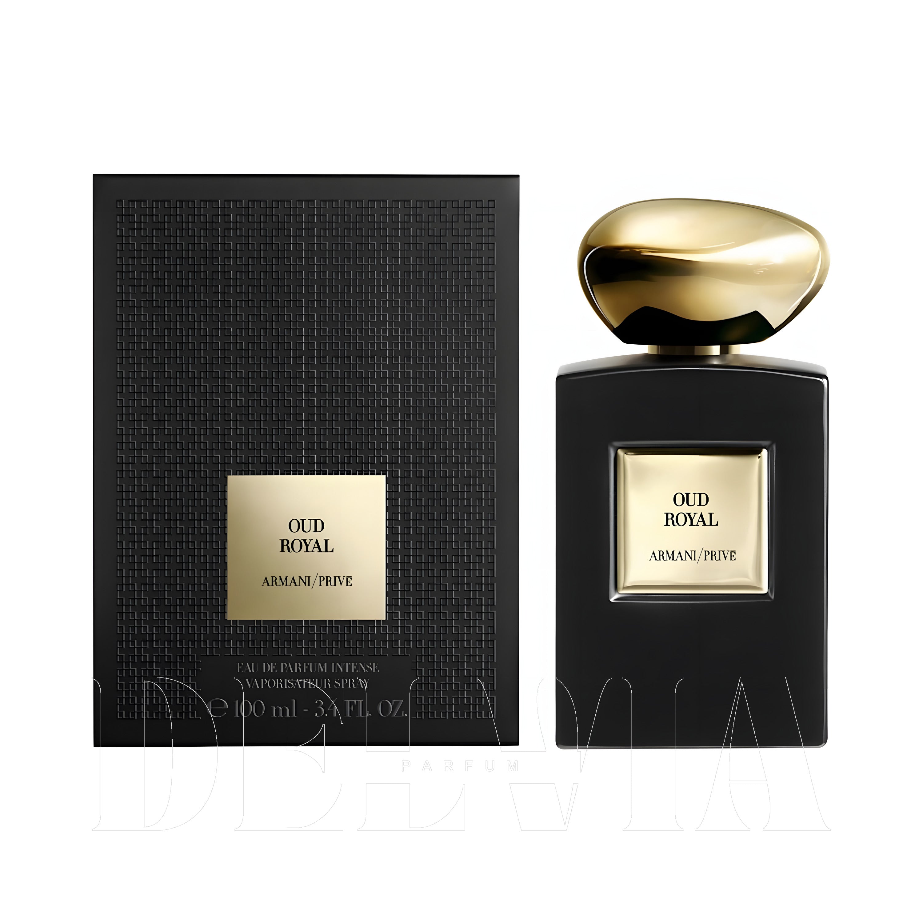 Giorgio Armani Prive Oud Royal Intense 15 ml dekant parfüm — kutu ve şişe görseli