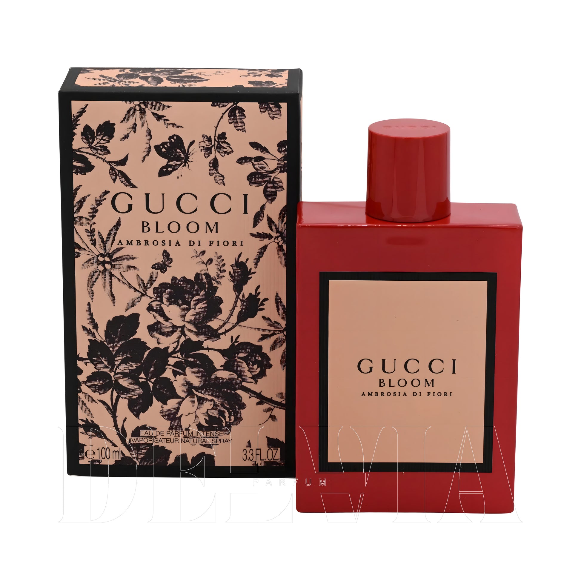 Gucci Bloom Intense 10 ml dekant parfüm — kutu ve şişe görseli