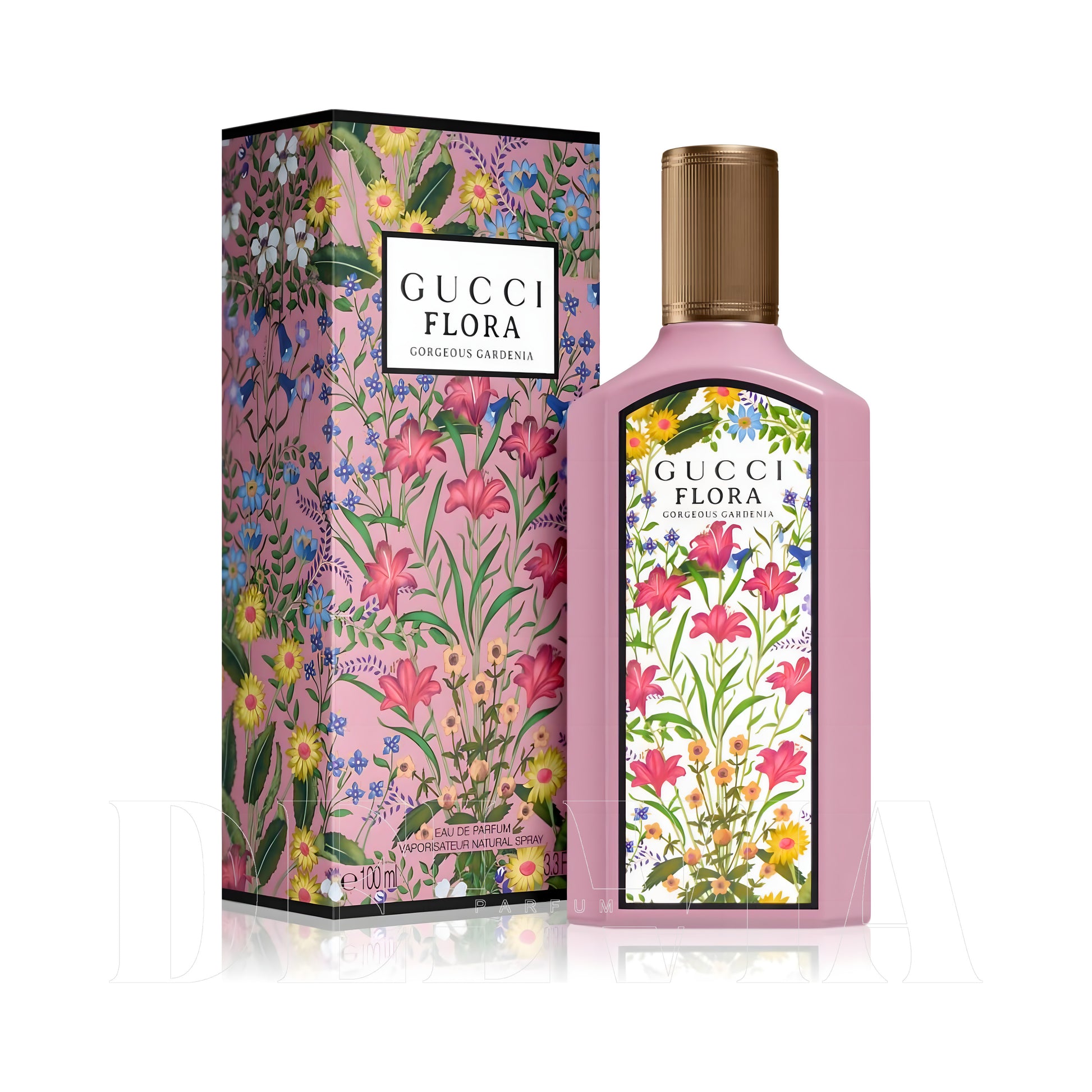 Gucci Flora Gorgeous Gardenia 2 ml dekant parfüm — kutu ve şişe görseli
