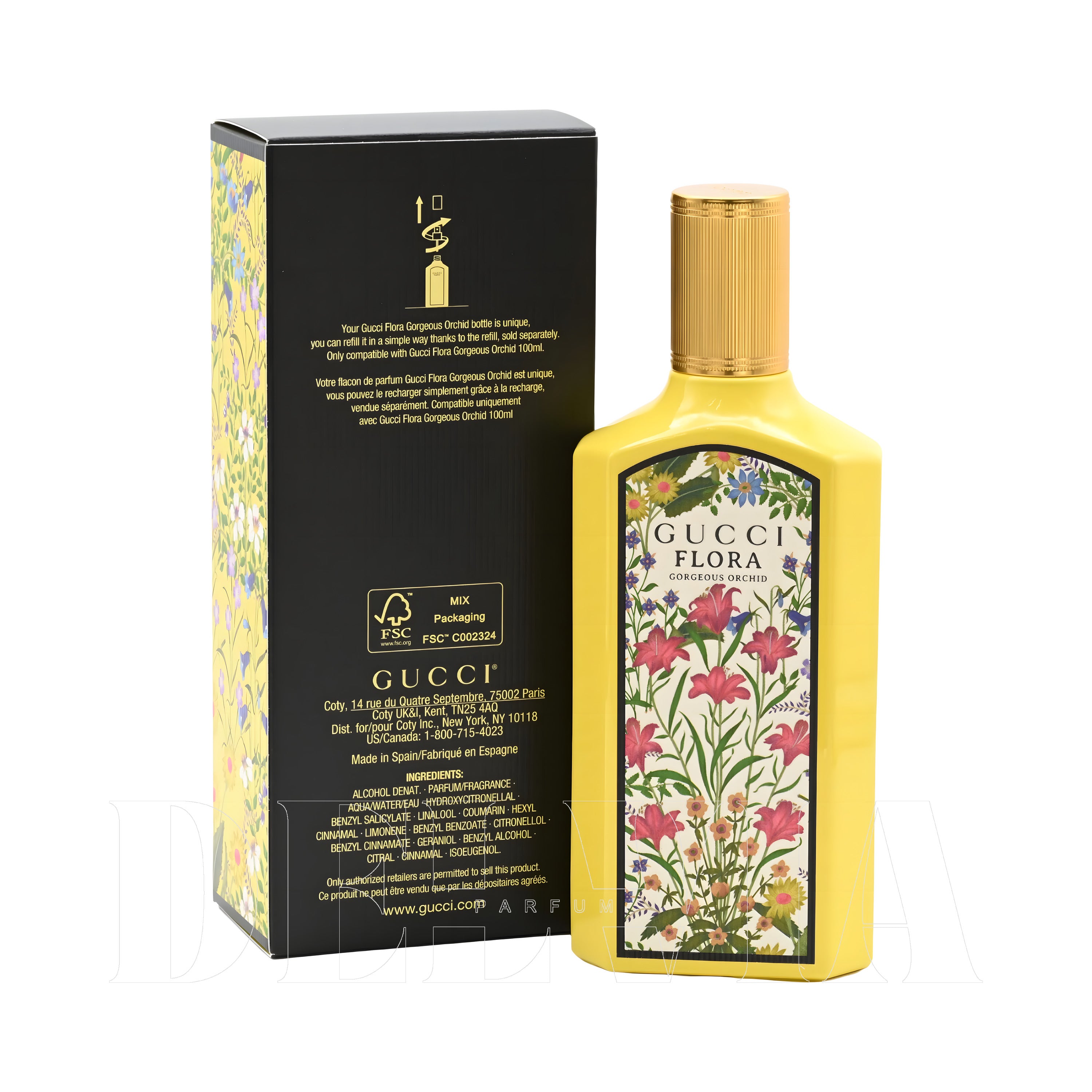 Gucci Flora Gorgeous Orchid 2 ml dekant parfüm — kutu ve şişe görseli