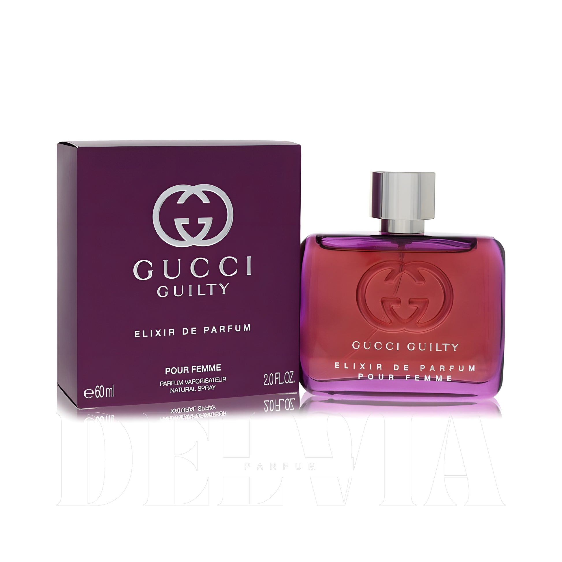 Gucci Guilty Pour Femme Elixir 8 ml dekant parfüm — kutu ve şişe görseli