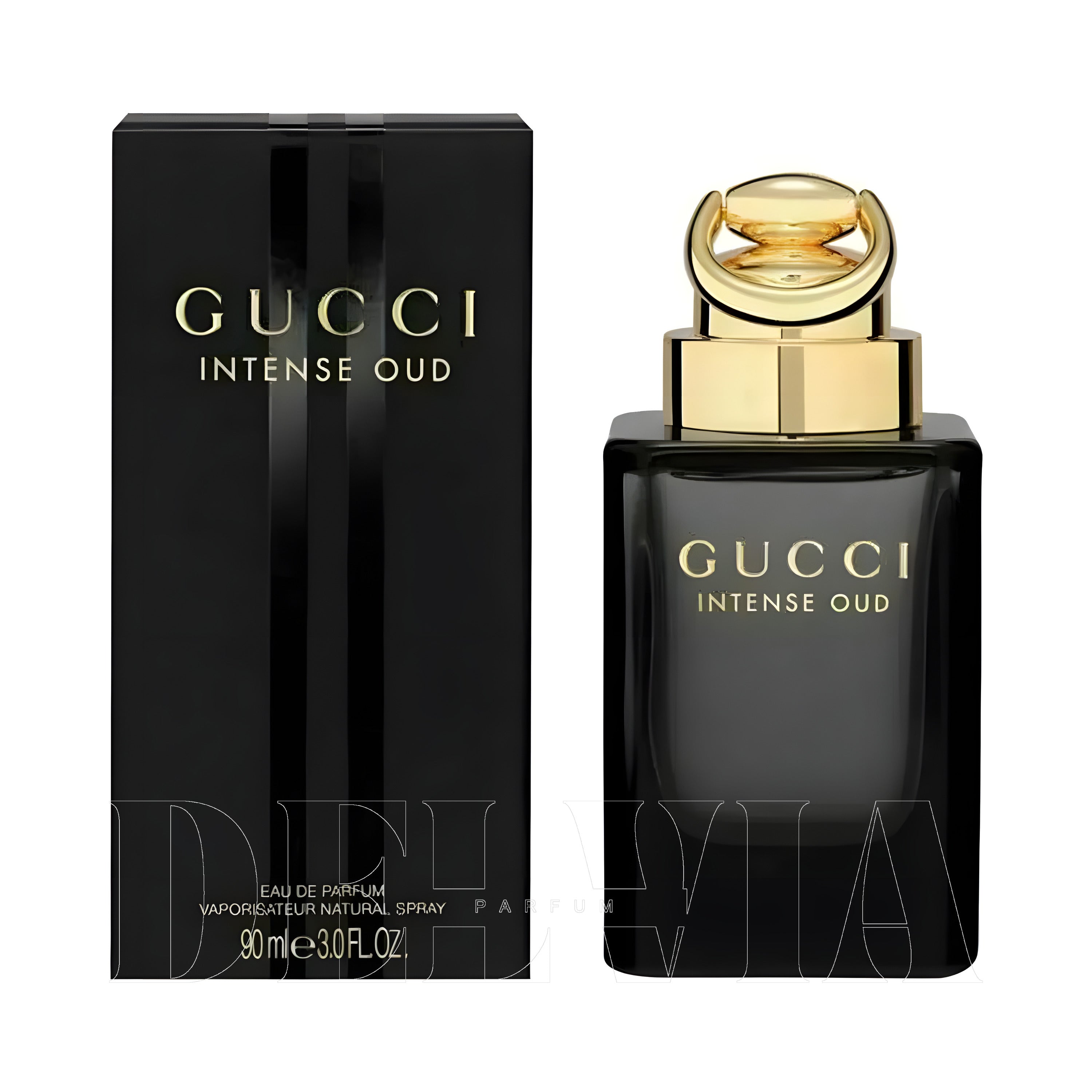 Gucci Oud Intense 1 ml dekant parfüm — kutu ve şişe görseli