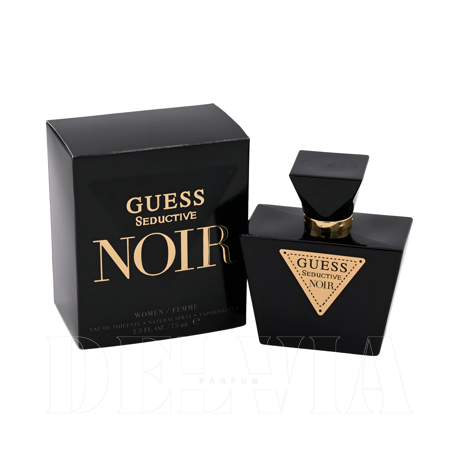 Guess Seductive Noir 2 ml dekant parfüm — kutu ve şişe görseli
