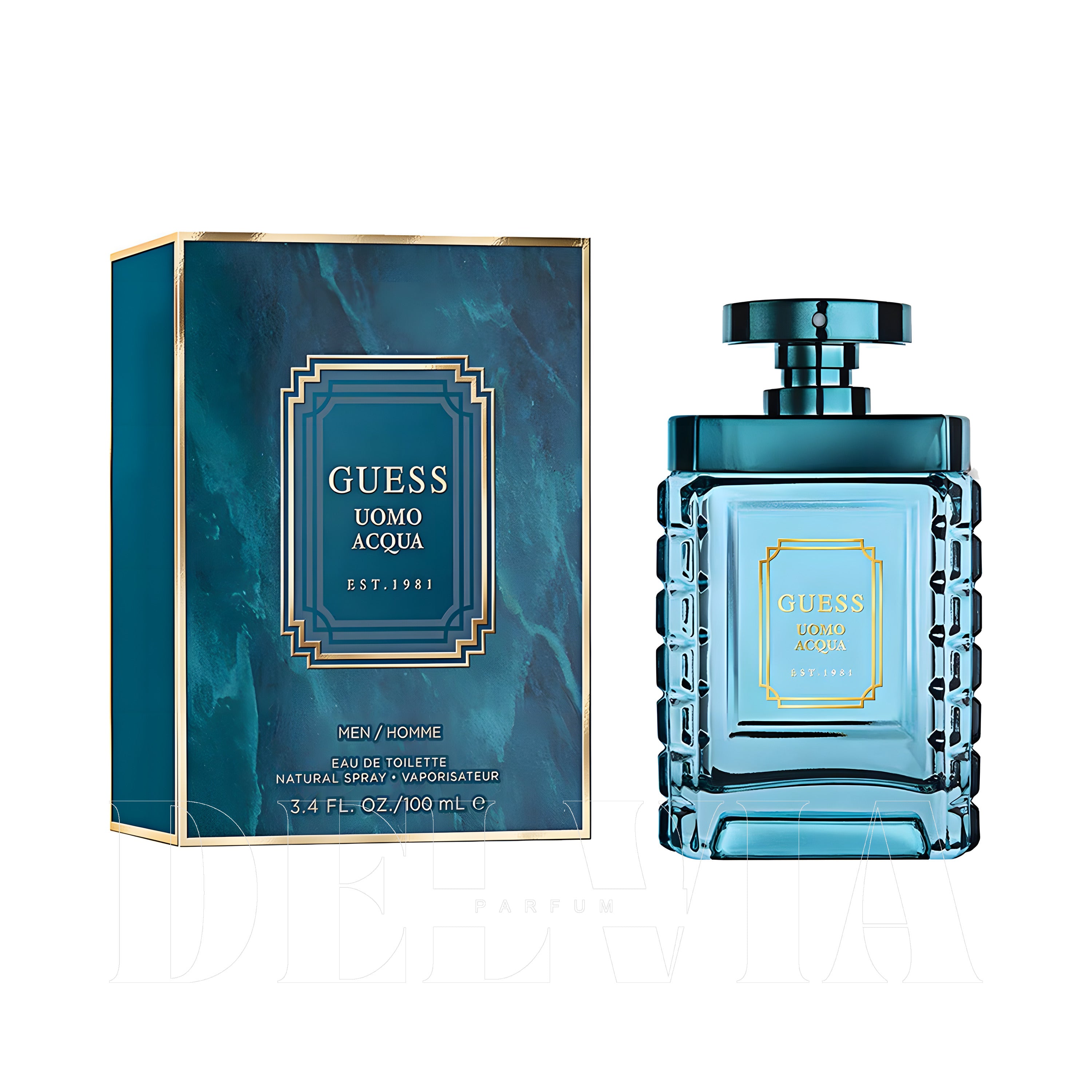 Guess Uomo Acqua Homme 8 ml dekant parfüm — kutu ve şişe görseli