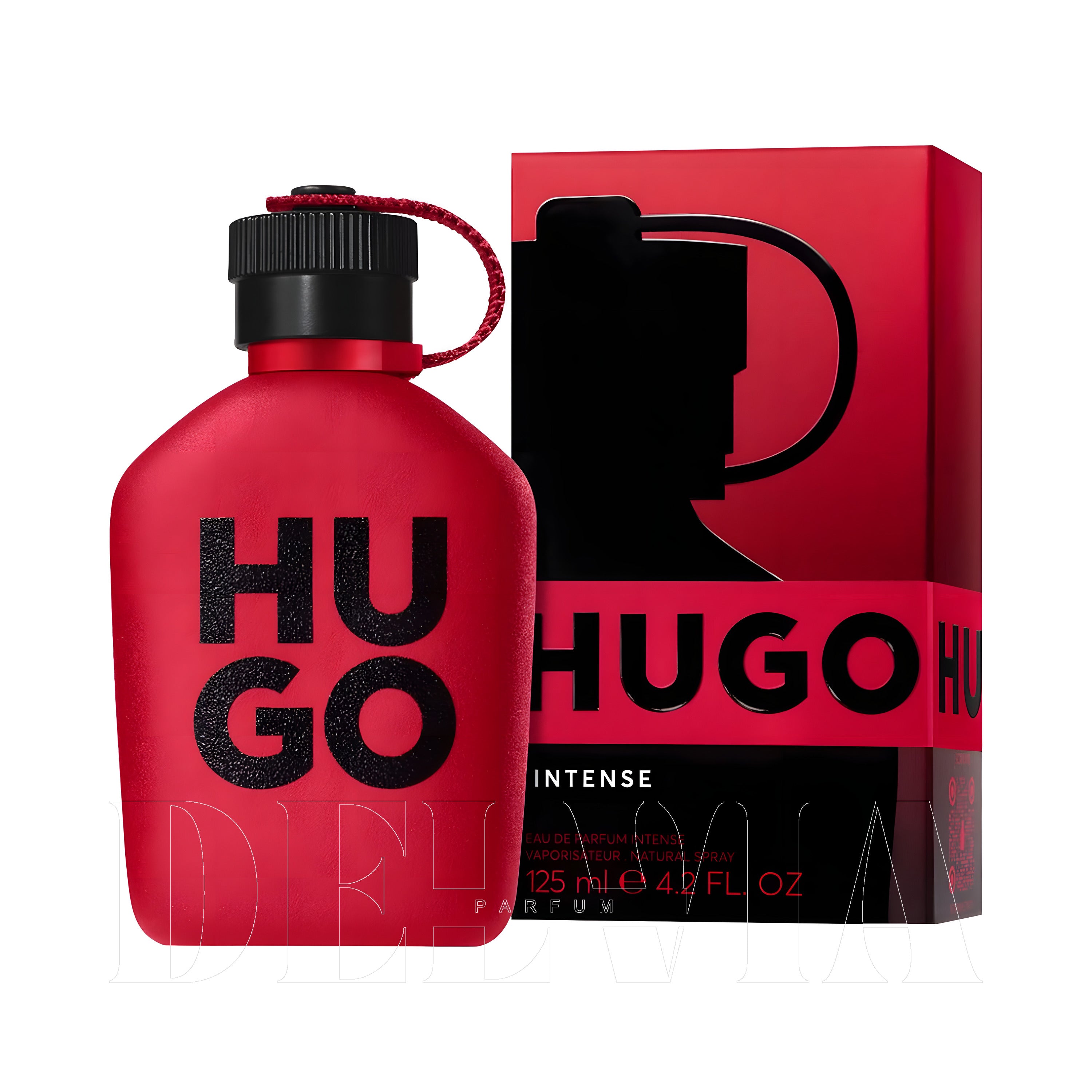 Hugo Boss Hugo Intense 1 ml dekant parfüm — kutu ve şişe görseli