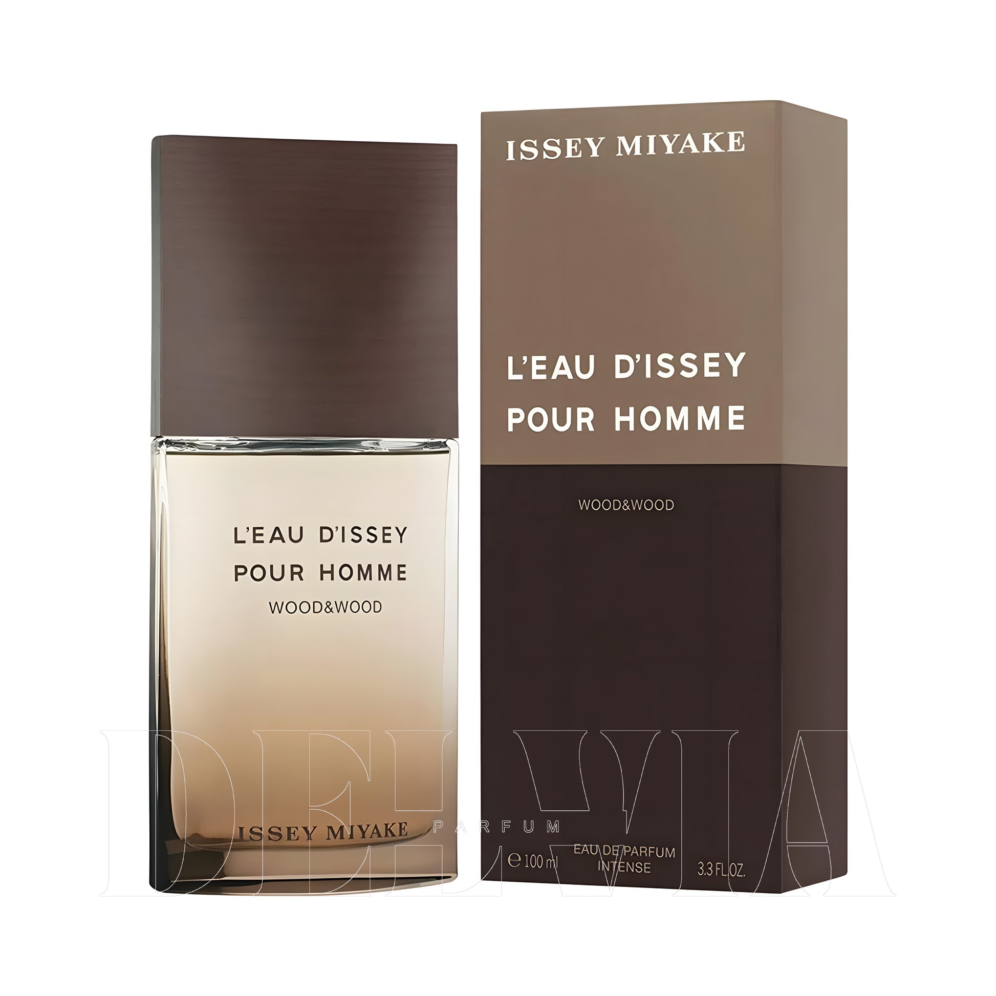 Issey Miyake L Eau D Issey Pour Homme Wood Wood Intense 8 ml dekant parfüm — kutu ve şişe görseli