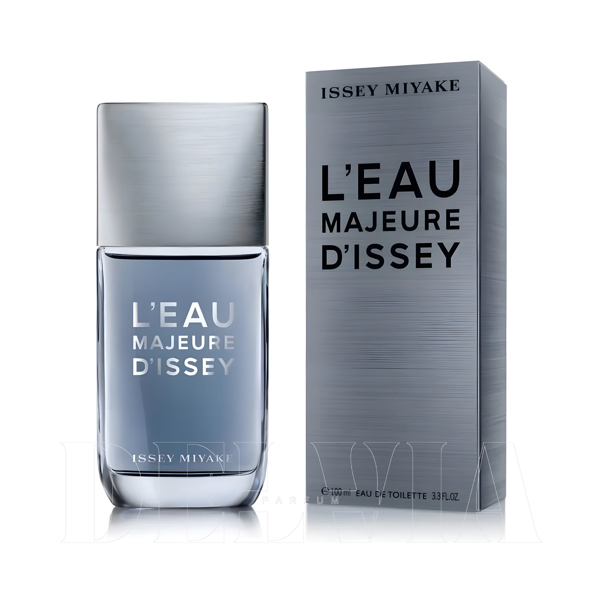 Issey Miyake L Eau Majeure D Issey 2 ml dekant parfüm — kutu ve şişe görseli