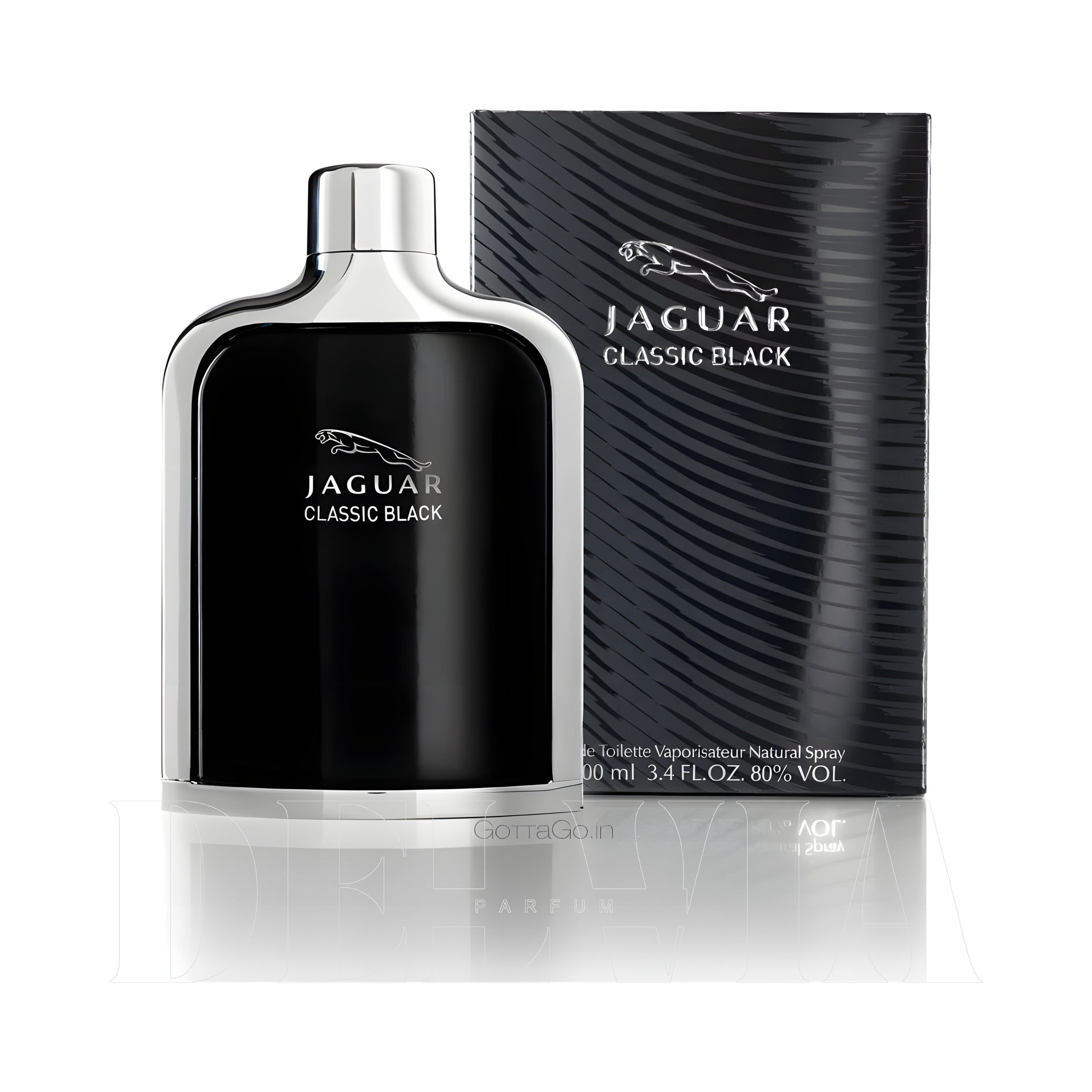 Jaguar Classic Black 2 ml dekant parfüm — kutu ve şişe görseli