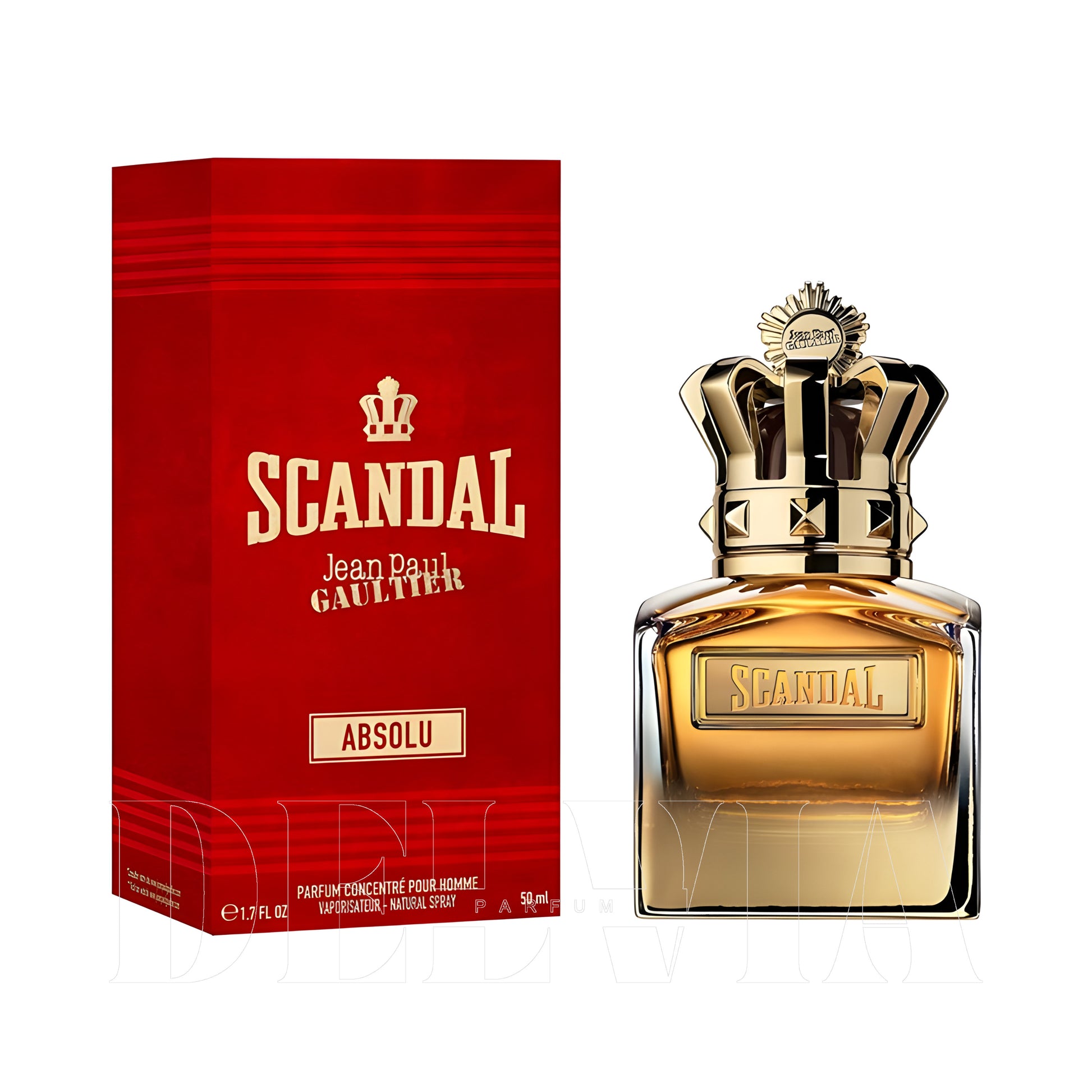 Jean Paul Gaultier Scandal Pour Homme Absolu Parfum 2 ml dekant parfüm — kutu ve şişe görseli