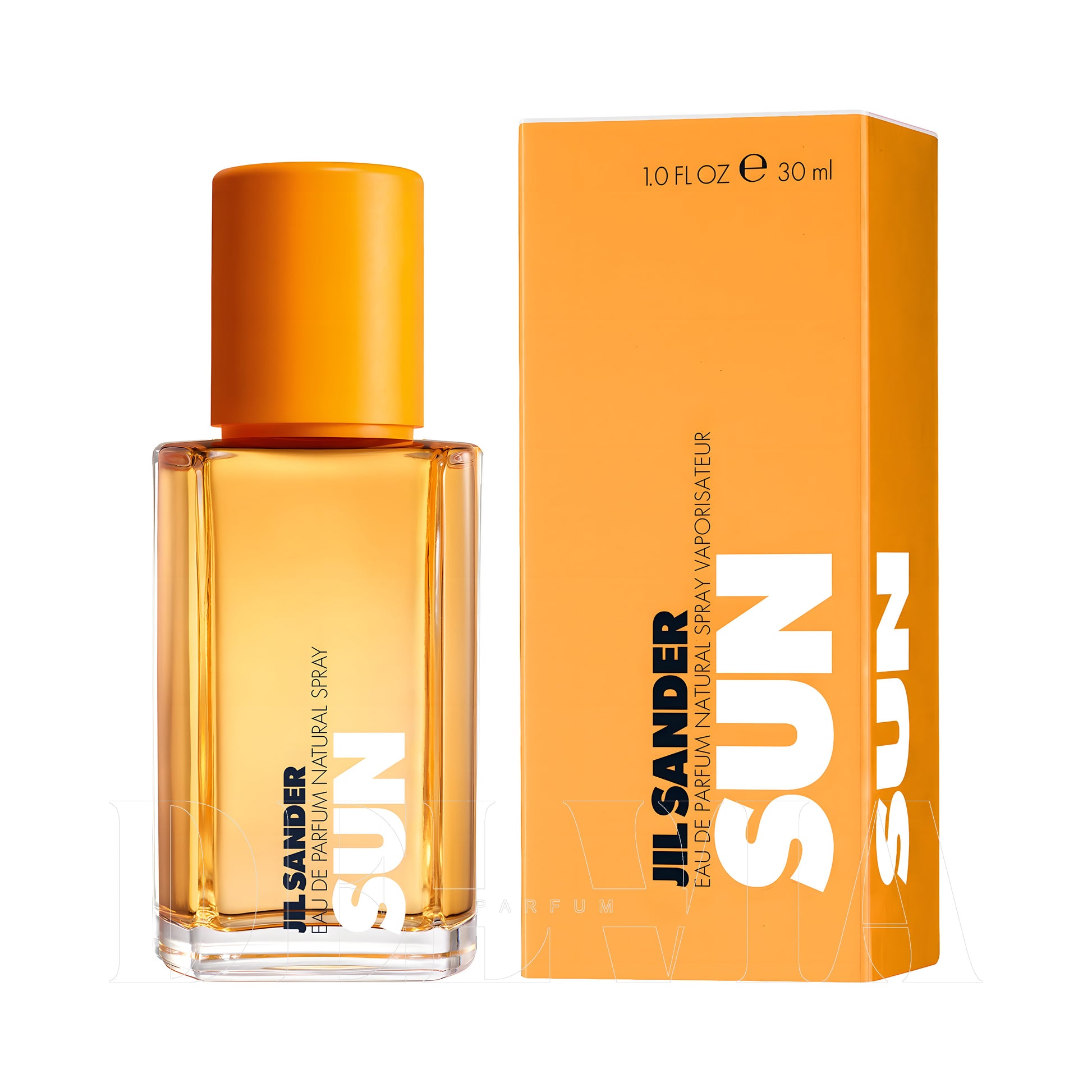 Jil Sander Sun Parfum 8 ml dekant parfüm — kutu ve şişe görseli