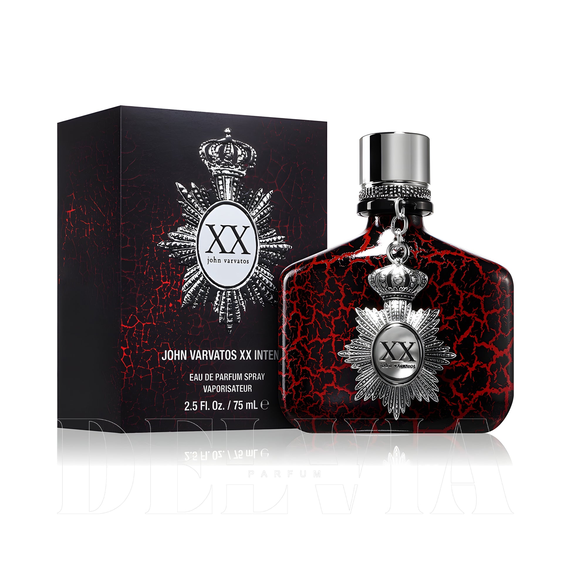 John Varvatos Xx Intense 30 ml dekant parfüm — kutu ve şişe görseli