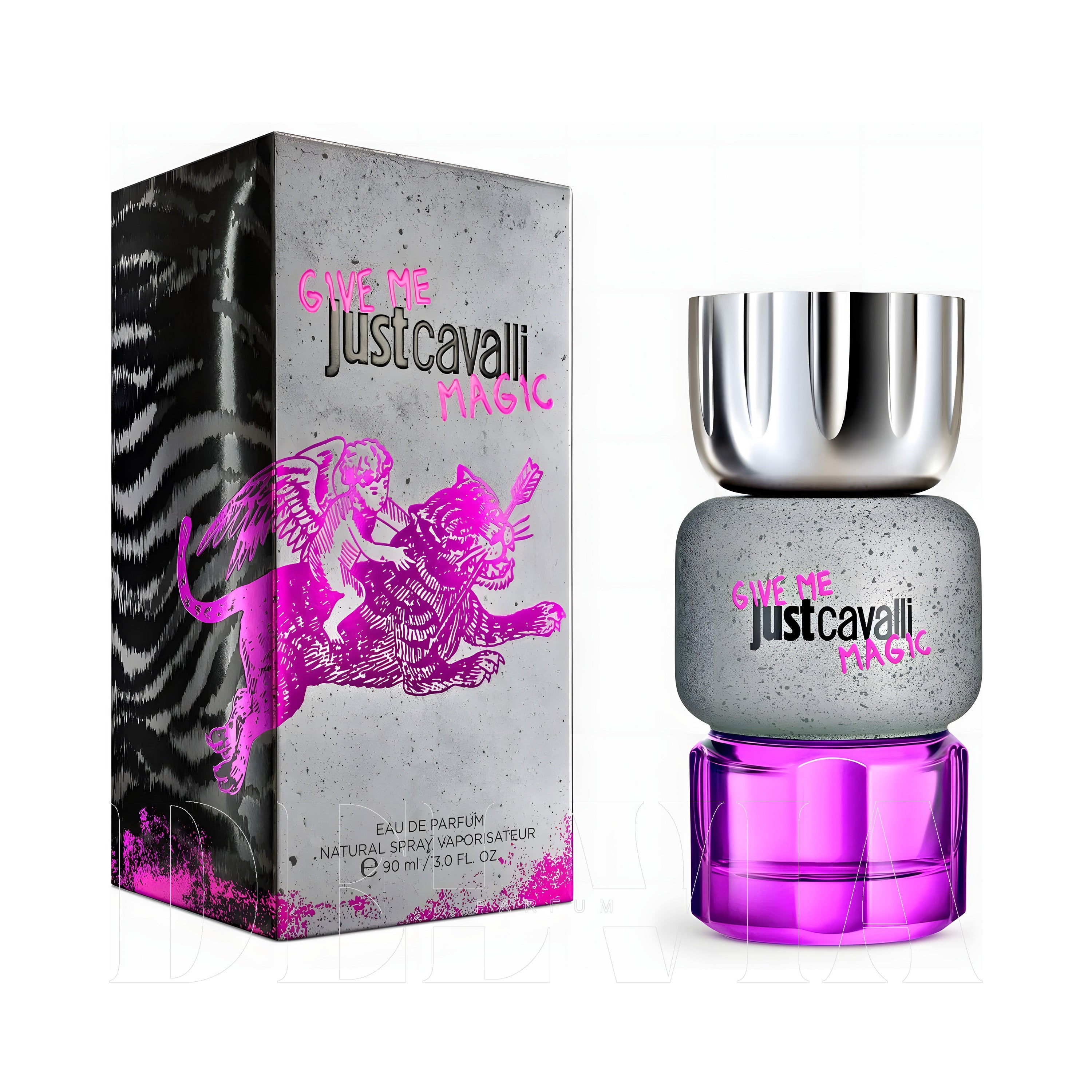 Just Cavalli Give Me Magic 3 ml dekant parfüm — kutu ve şişe görseli