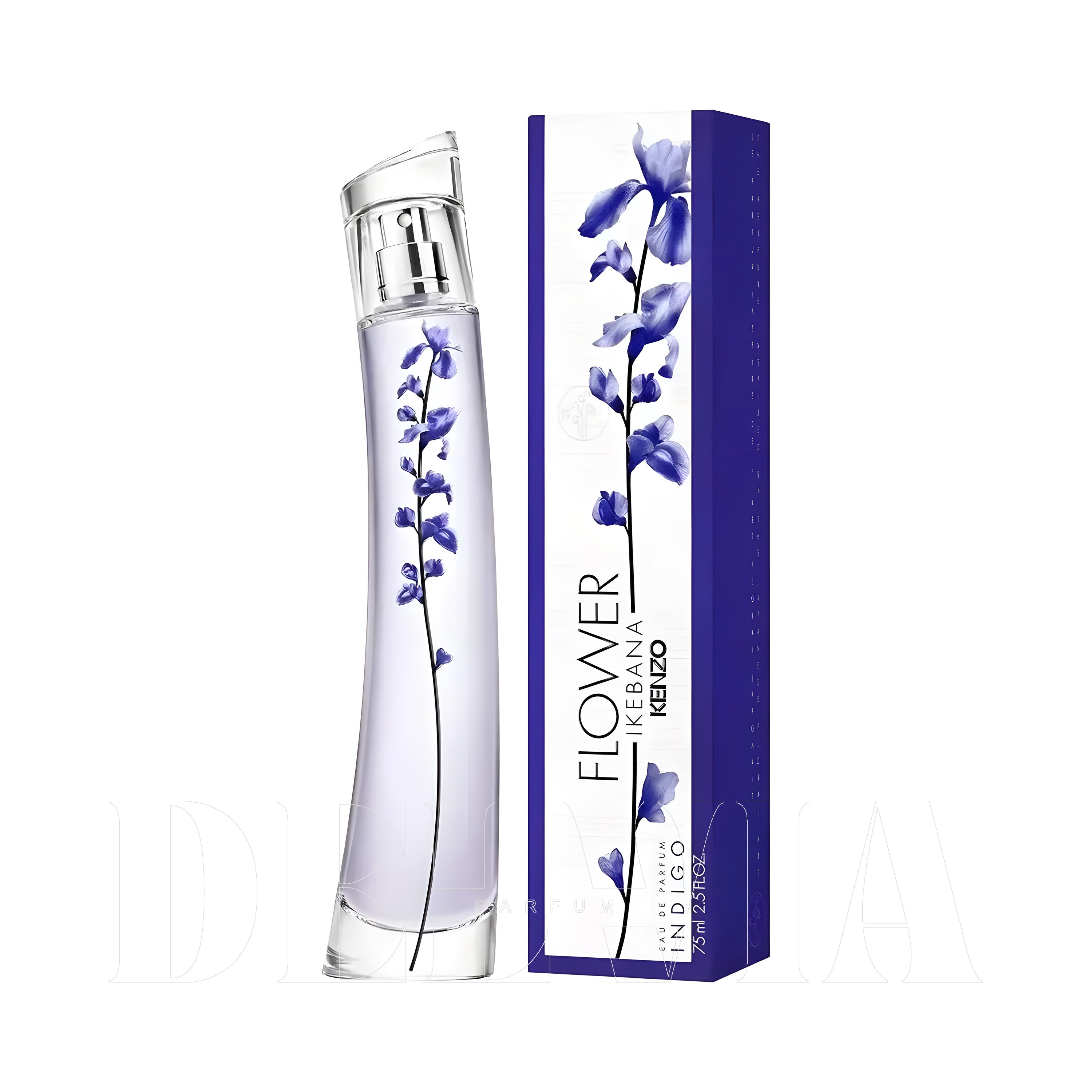 Kenzo Flower Ikebana Indigo 5 ml dekant parfüm — kutu ve şişe görseli