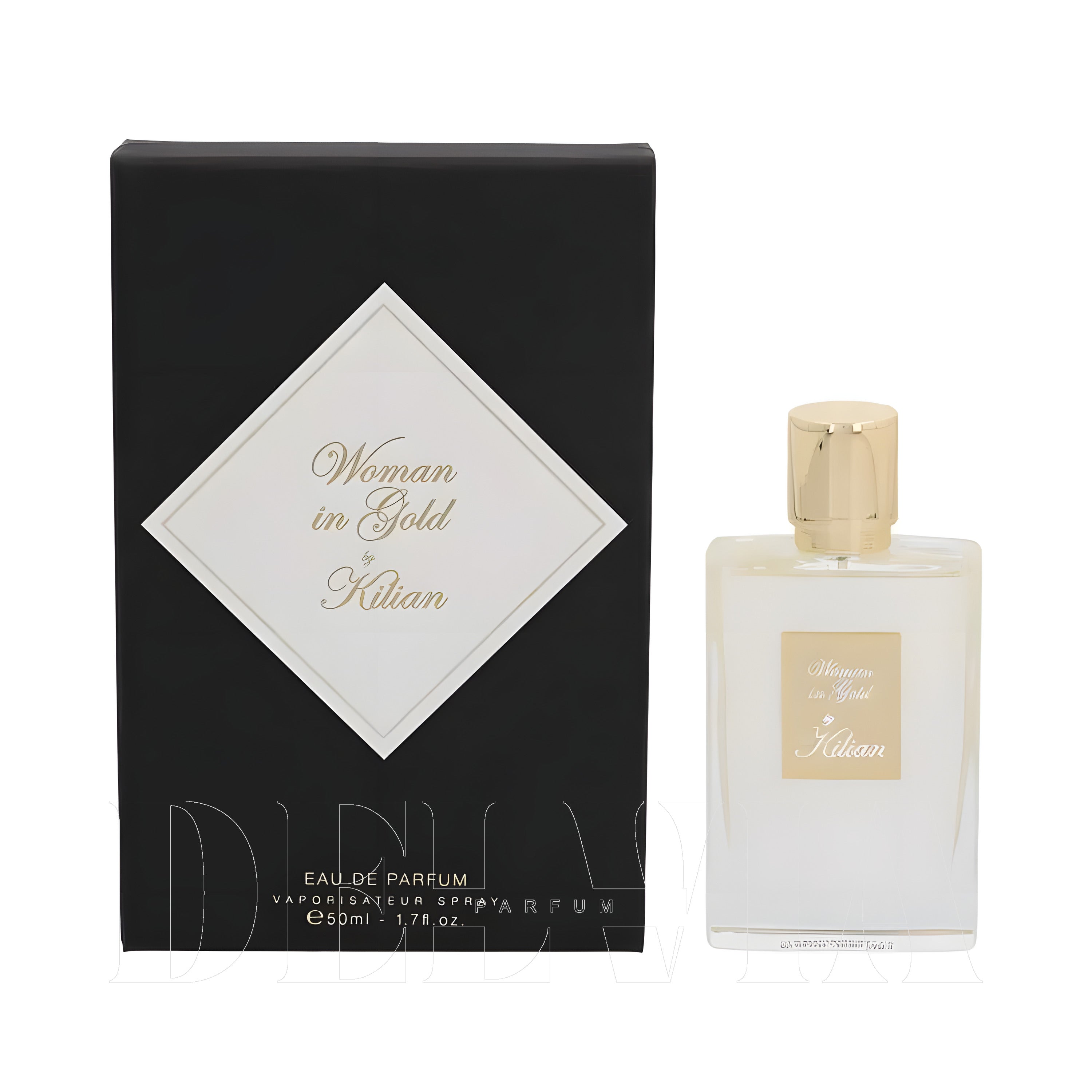 Kilian Woman In Gold 2 ml dekant parfüm — kutu ve şişe görseli