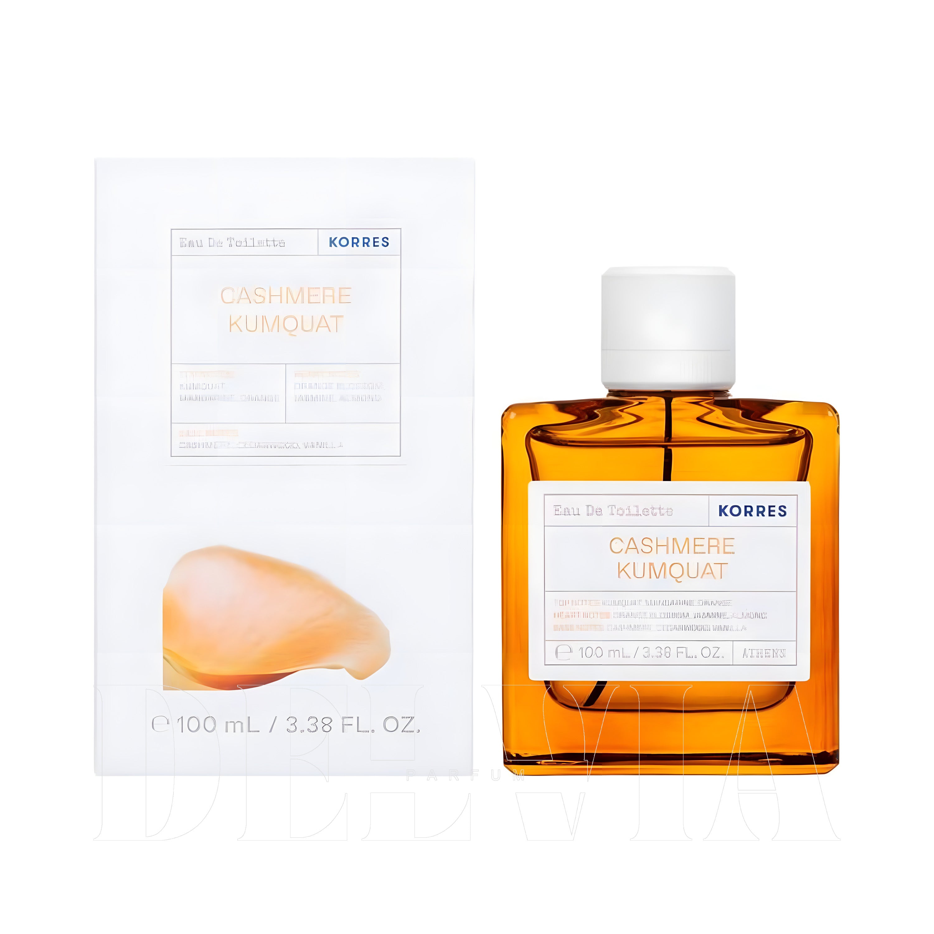Korres Cashmere Kumquat 5 ml dekant parfüm — kutu ve şişe görseli