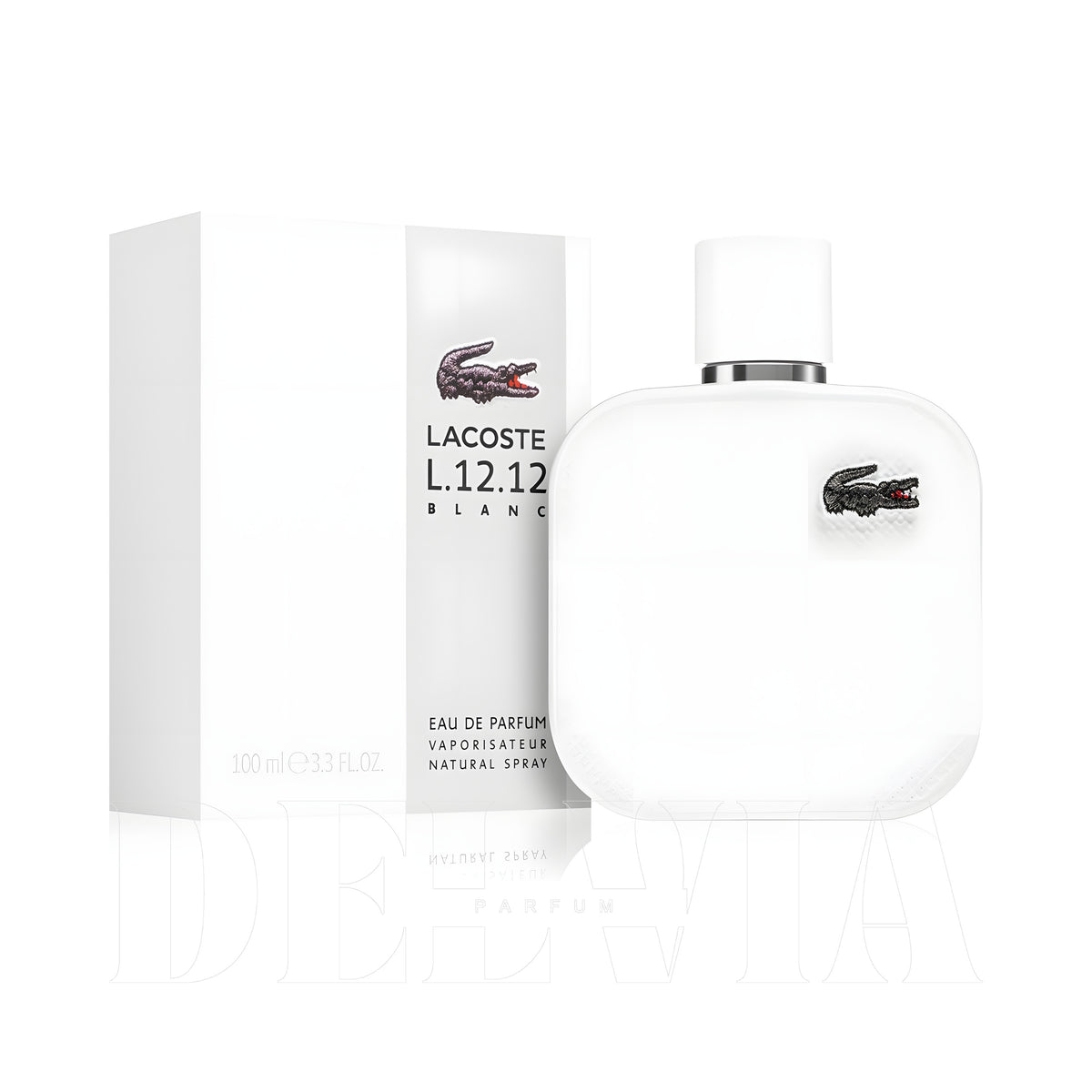 Lacoste L 12 12 Blanc Tam Boy Parfum — kutu ve şişe görseli