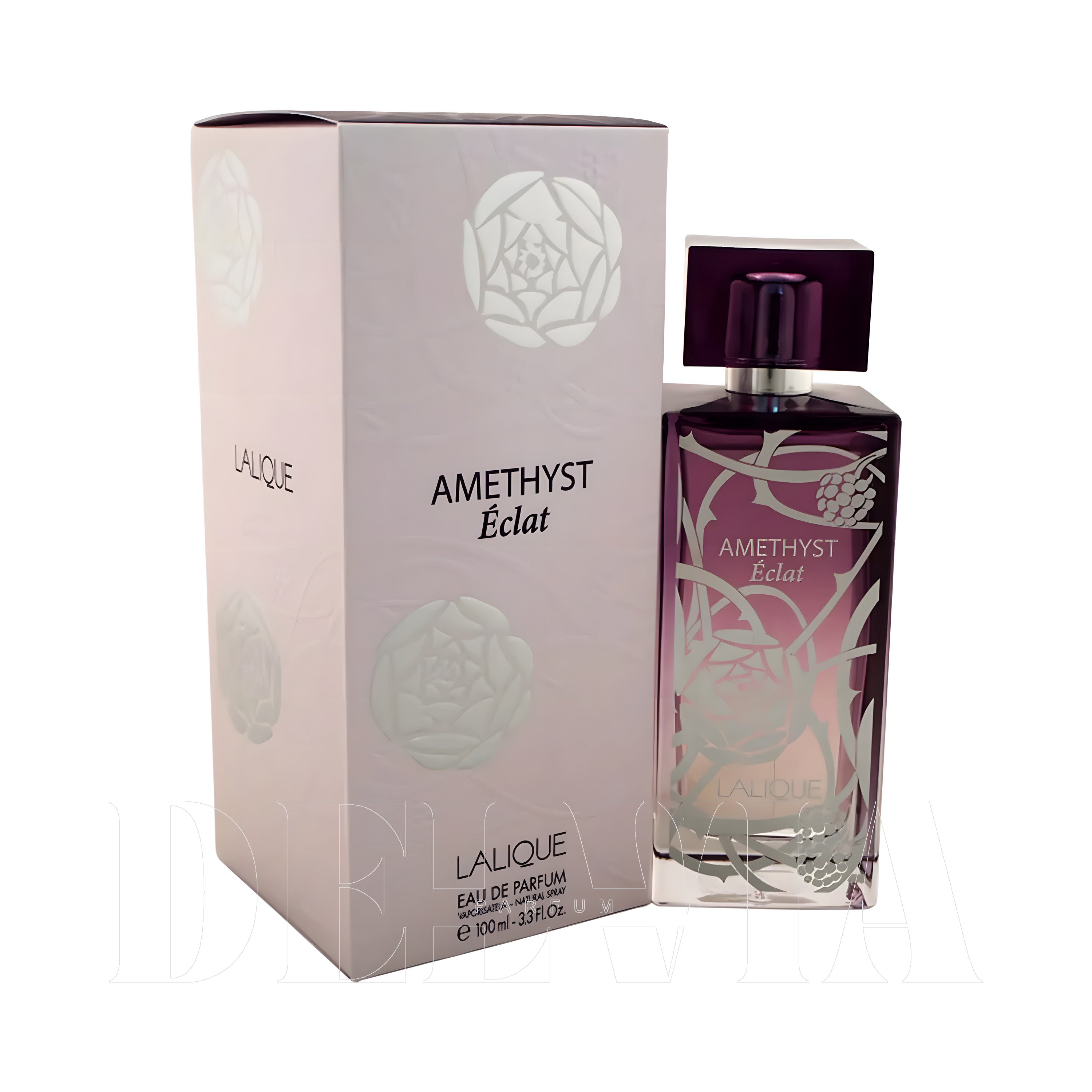 Lalique Amethyst Eclat 10 ml dekant parfüm — kutu ve şişe görseli