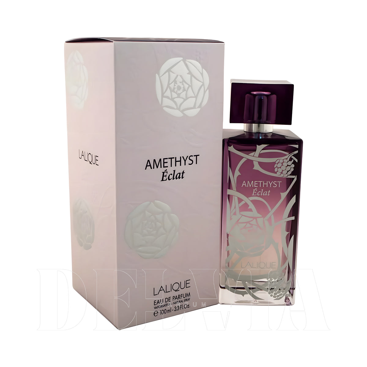 Lalique Amethyst Eclat 2 ml dekant parfüm — kutu ve şişe görseli