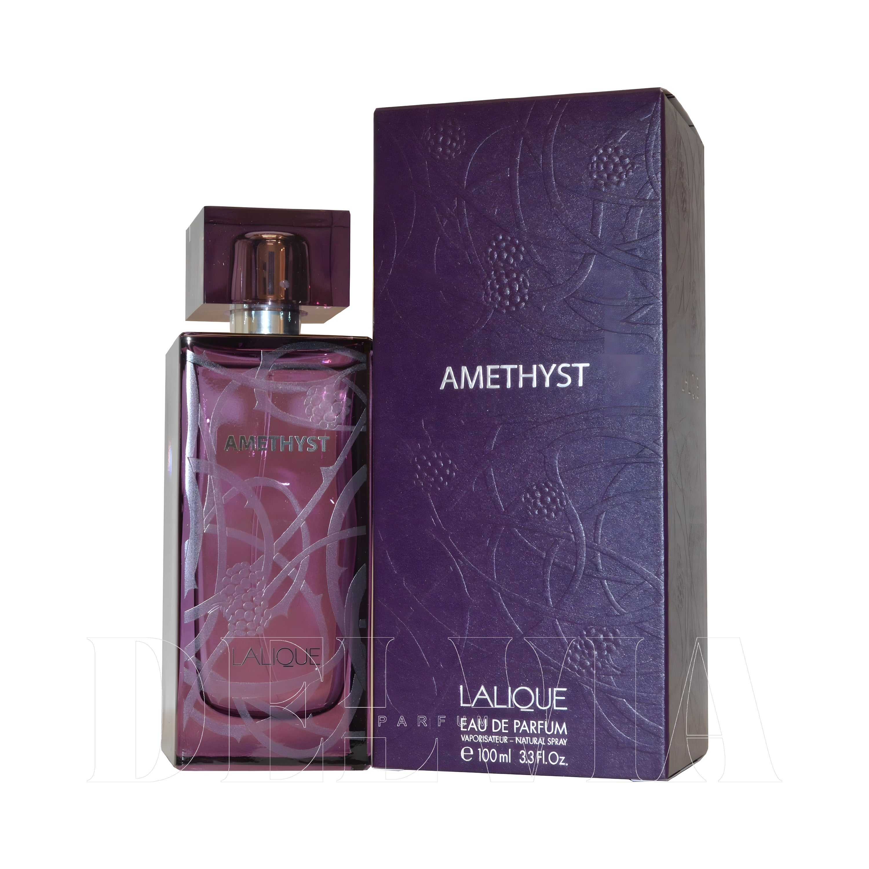 Lalique Amethyst 5 ml dekant parfüm — kutu ve şişe görseli