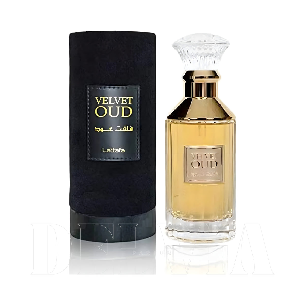 Lattafa Velvet Oud Edp 10 ml dekant parfüm — kutu ve şişe görseli