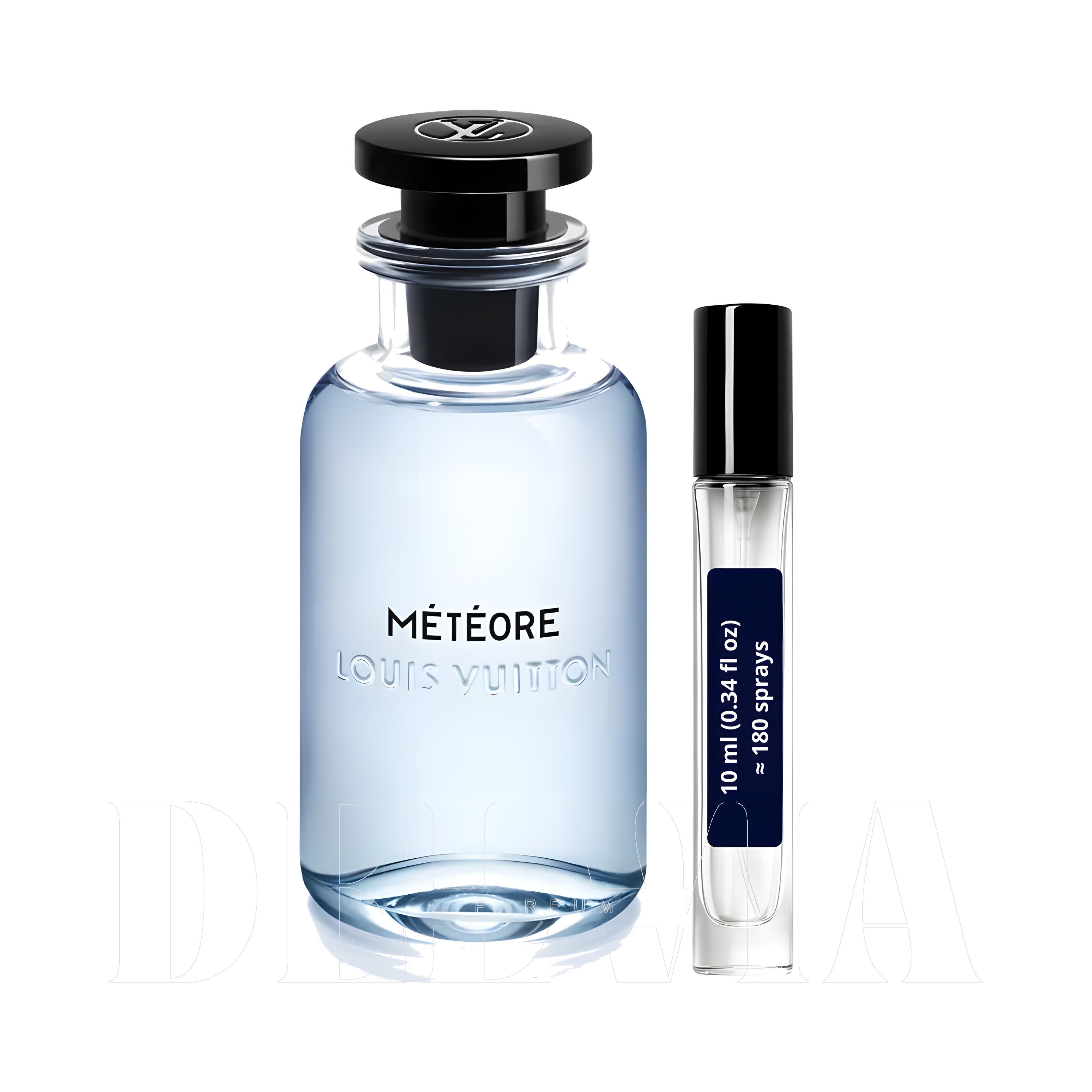 Louis Vuitton Meteore 3 ml dekant parfüm — kutu ve şişe görseli