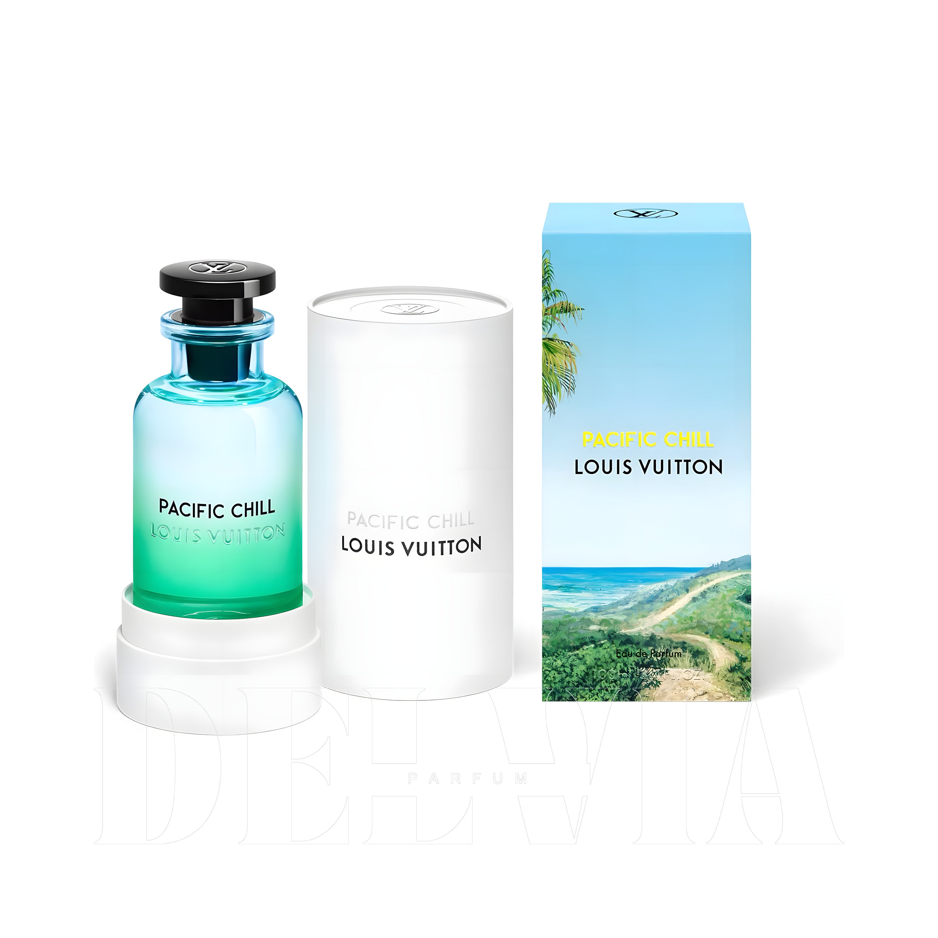 Louis Vuitton Pacific Chill 3 ml dekant parfüm — kutu ve şişe görseli