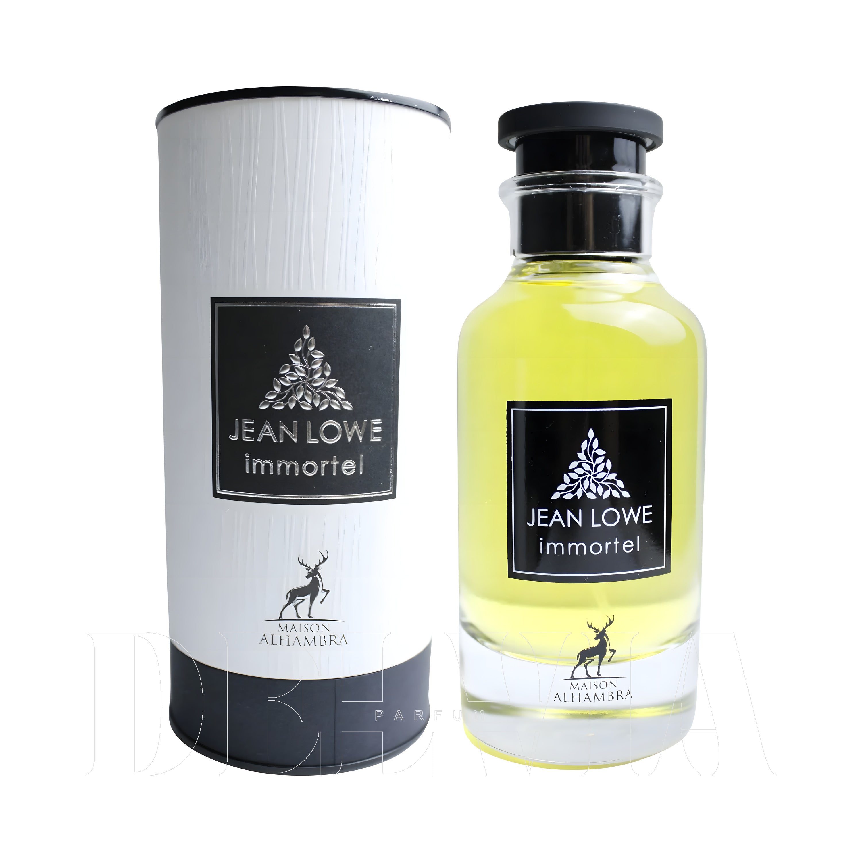 Maison Alhambra Jean Lowe Immortel Edp 2 ml dekant parfüm — kutu ve şişe görseli