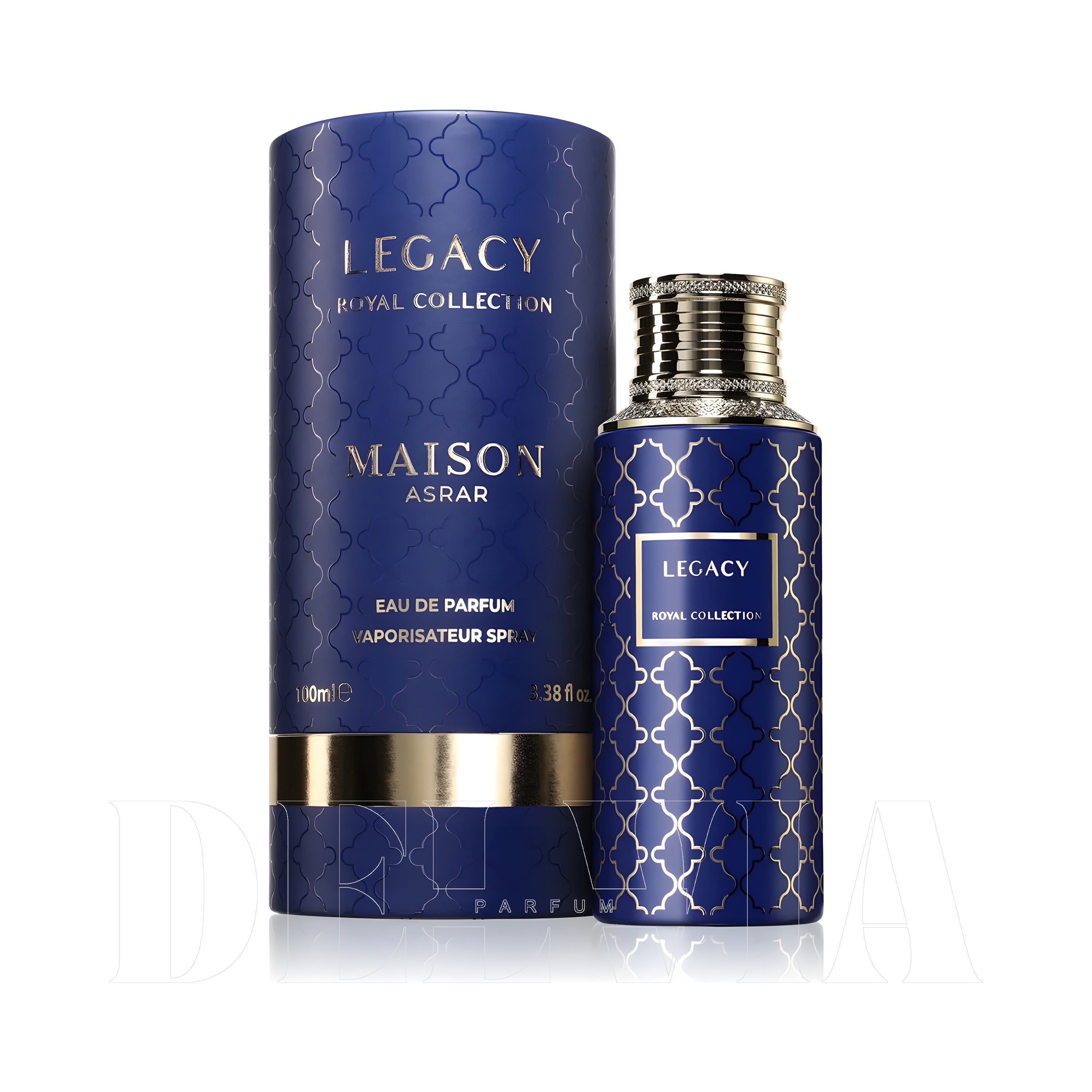 Maison Asrar Legacy 3 ml dekant parfüm — kutu ve şişe görseli