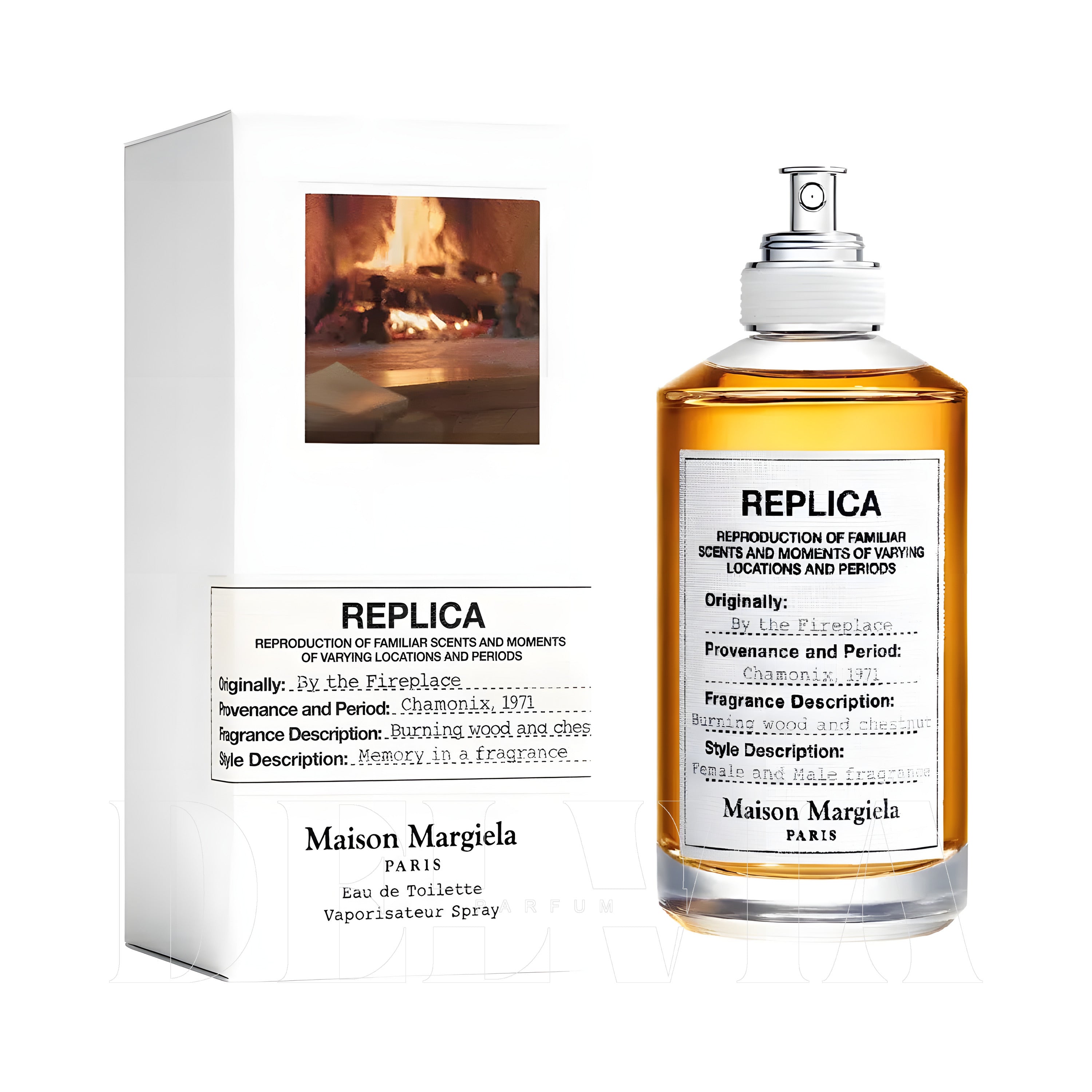 Maison Margiela Replica By The Fireplace 10 ml dekant parfüm — kutu ve şişe görseli