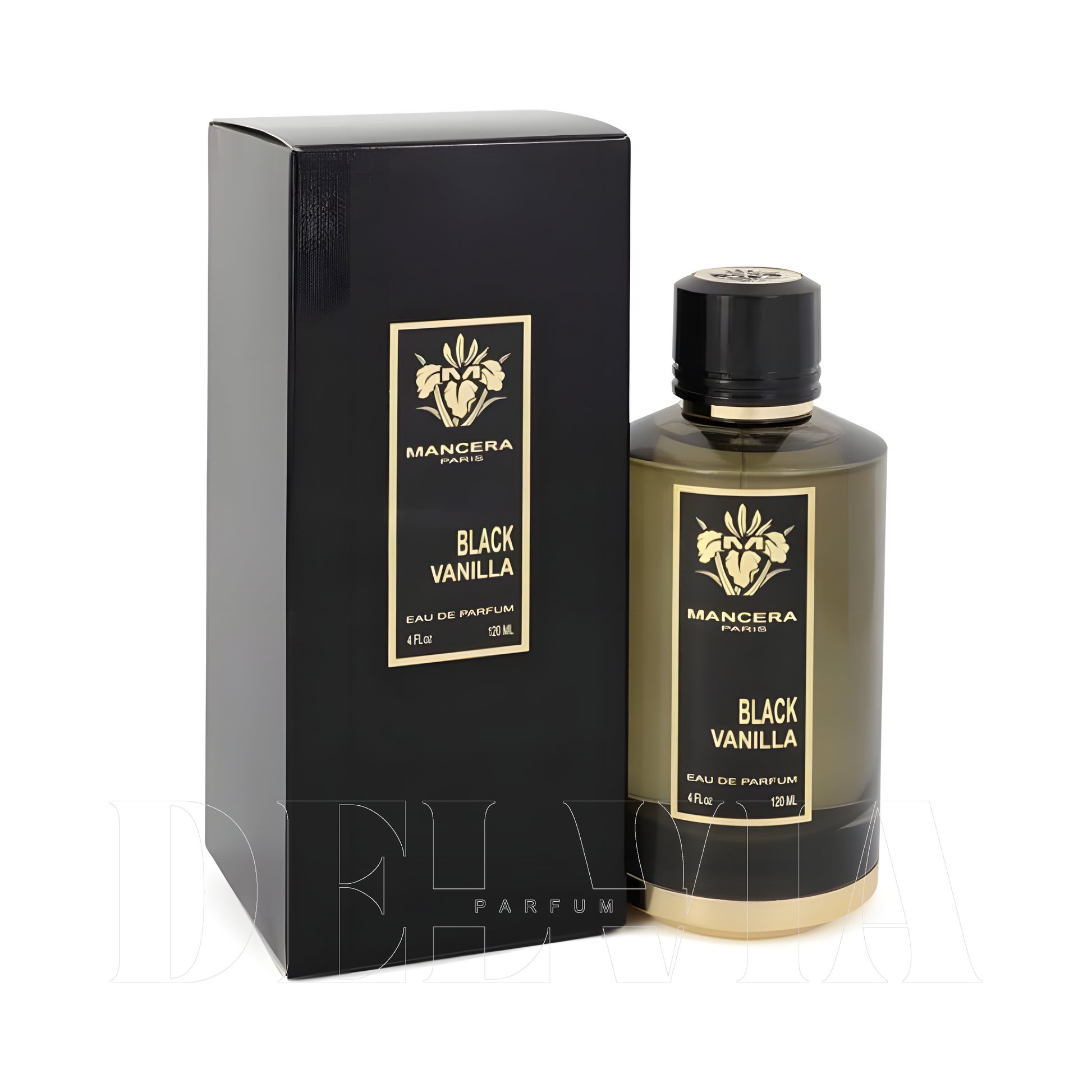 Mancera Black Vanilla 1 Ml dekant parfüm Parfum — kutu ve şişe görseli