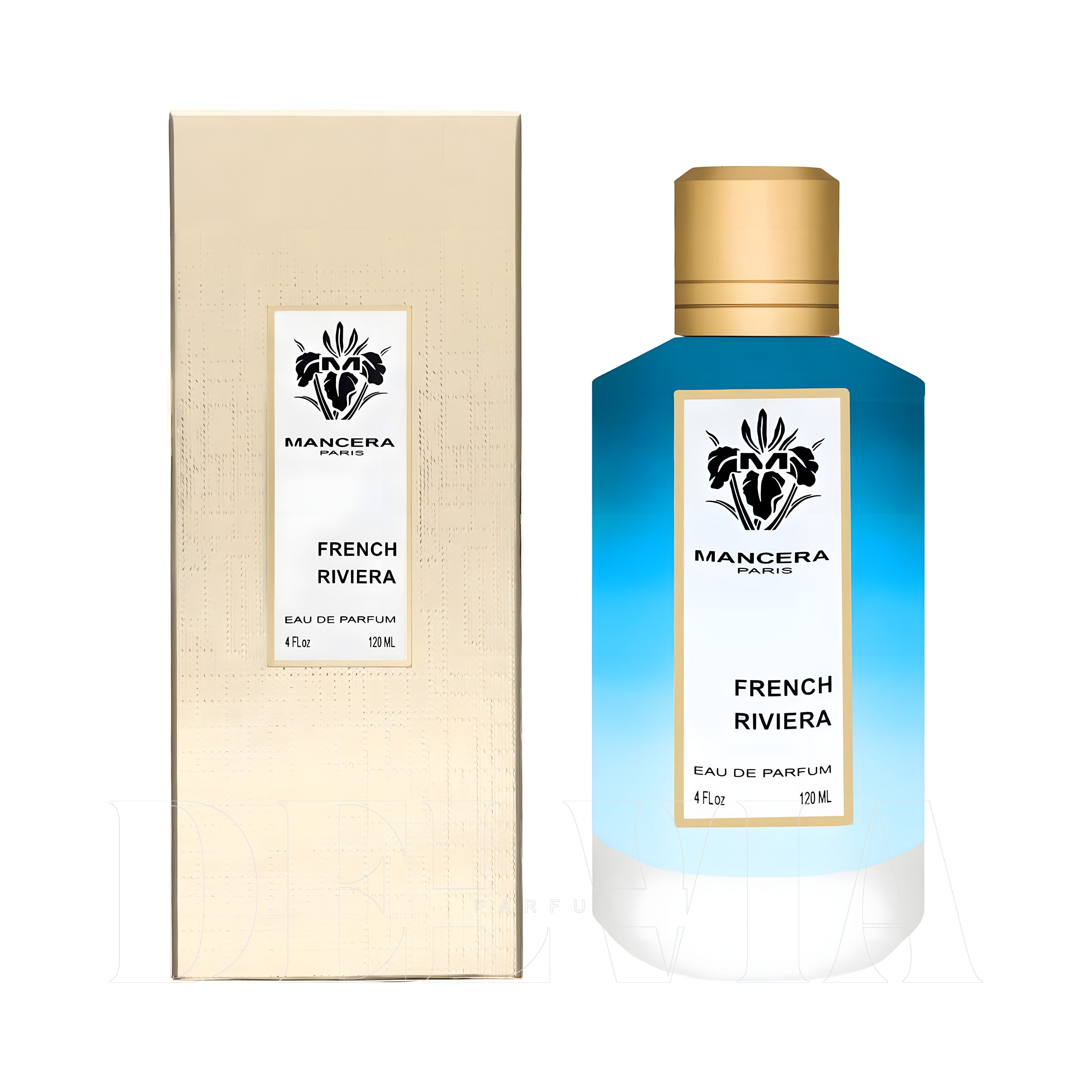 Mancera French Riviera 1 ml dekant parfüm — kutu ve şişe görseli