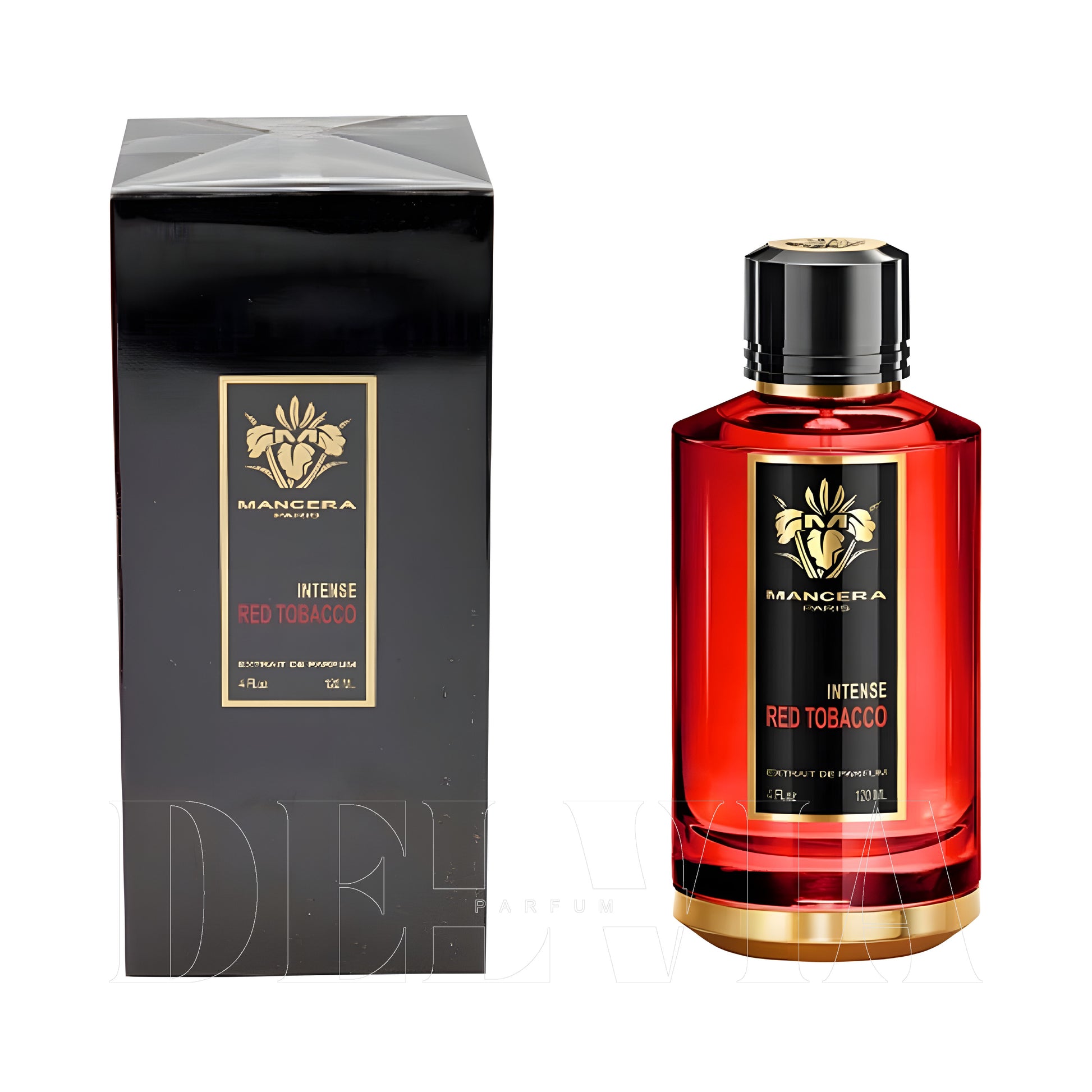 Mancera Red Tobacco Intense Extrait De Parfum 15 ml dekant parfüm — kutu ve şişe görseli