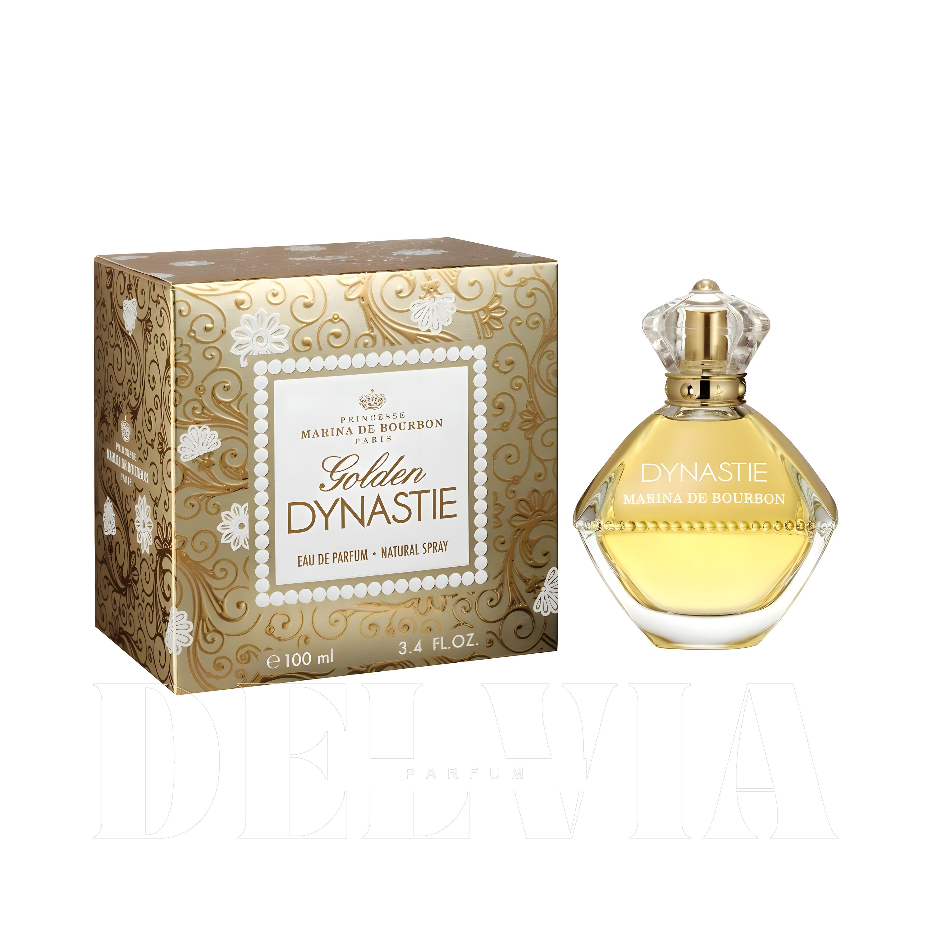 Marina De Bourbon Golden Dynastie 1 ml dekant parfüm — kutu ve şişe görseli