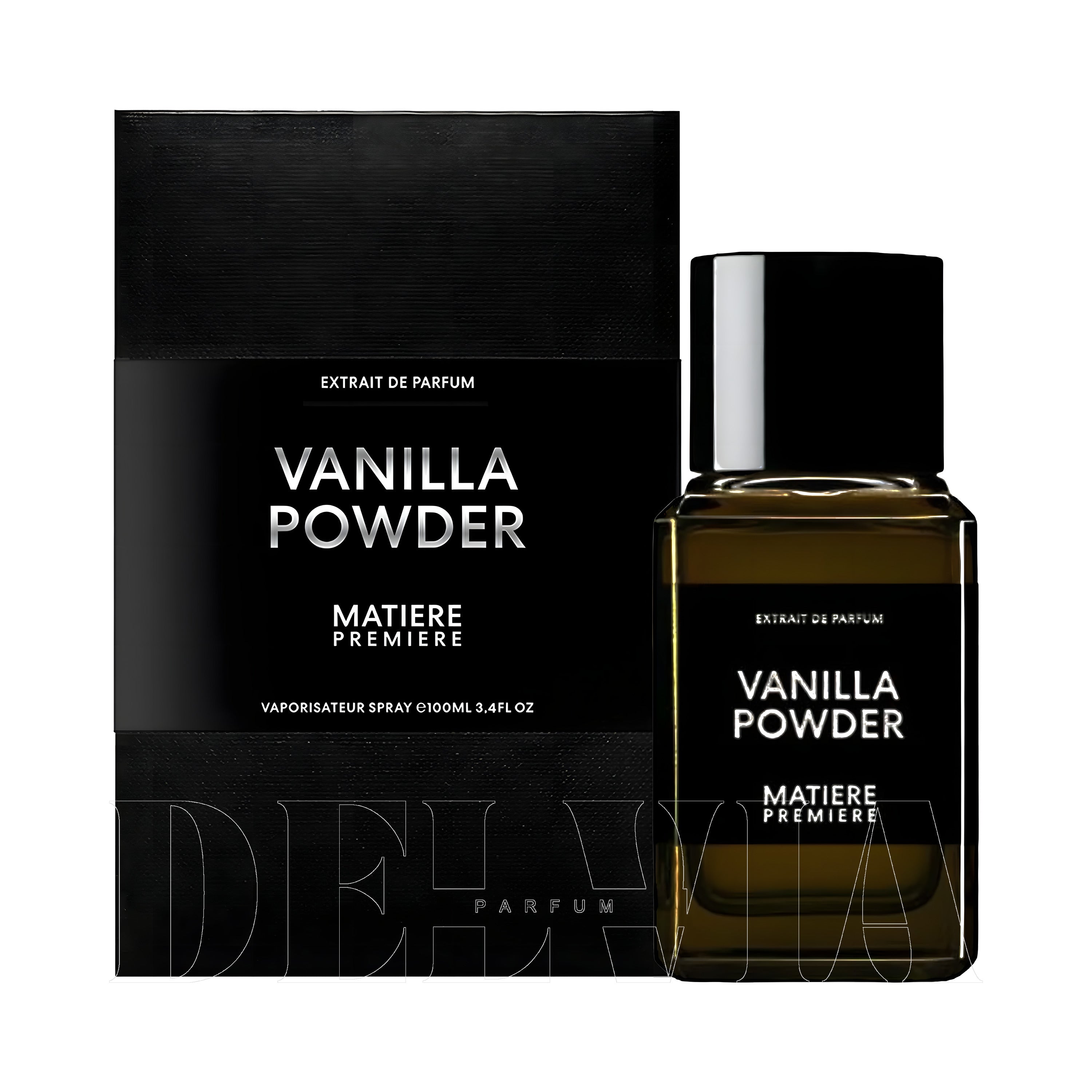 Matiere Premiere Vanilla Powder Extrait De Parfum Katı Parfum — kutu ve şişe görseli