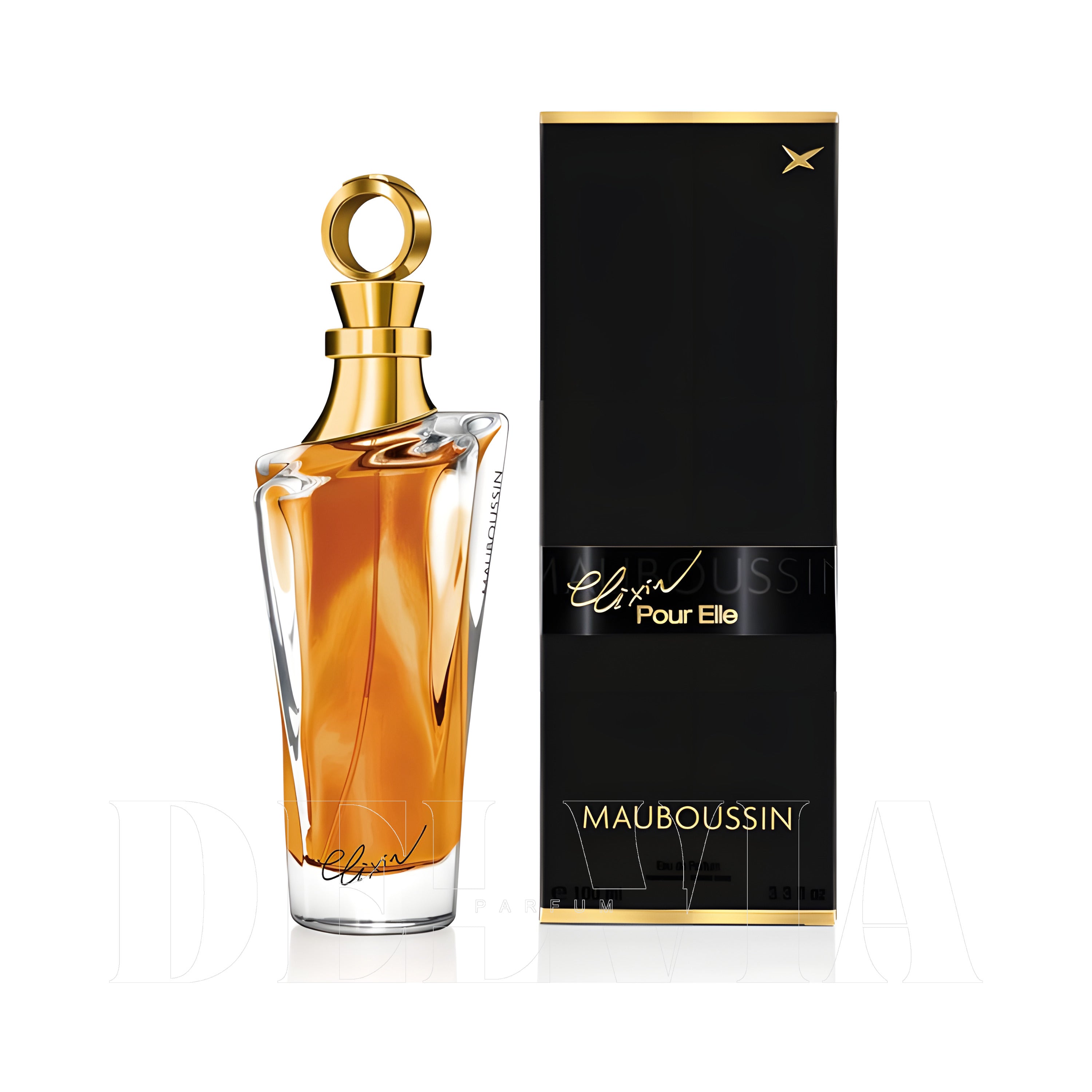 Mauboussin Elixir Pour Elle 5 ml dekant parfüm — kutu ve şişe görseli