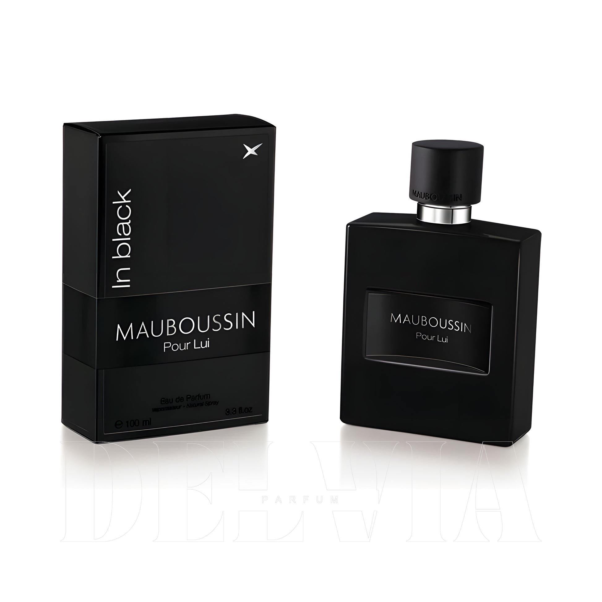 Mauboussin Pour Lui In Black 8 ml dekant parfüm — kutu ve şişe görseli