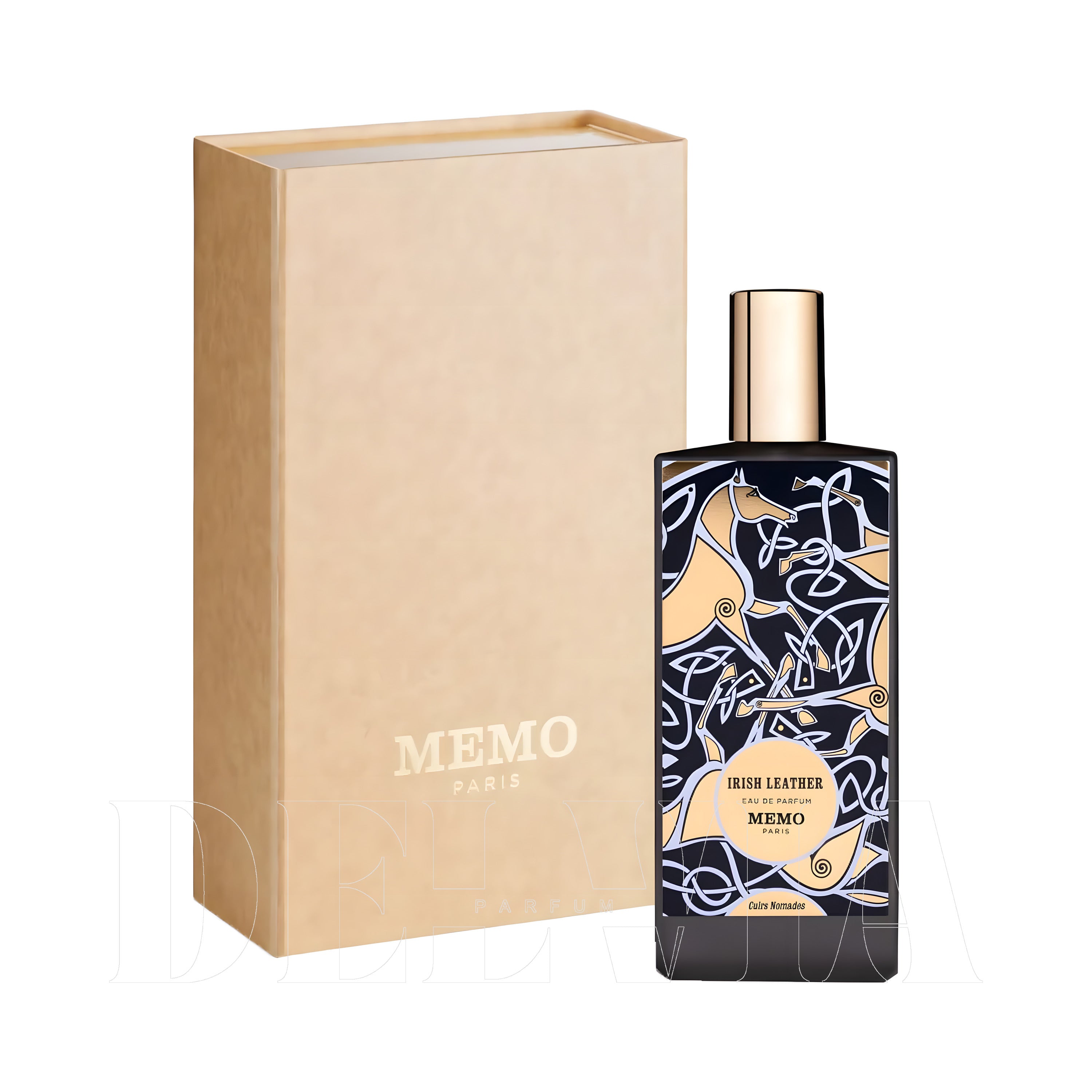 Memo Cuirs Nomades Irish Leather 3 ml dekant parfüm — kutu ve şişe görseli