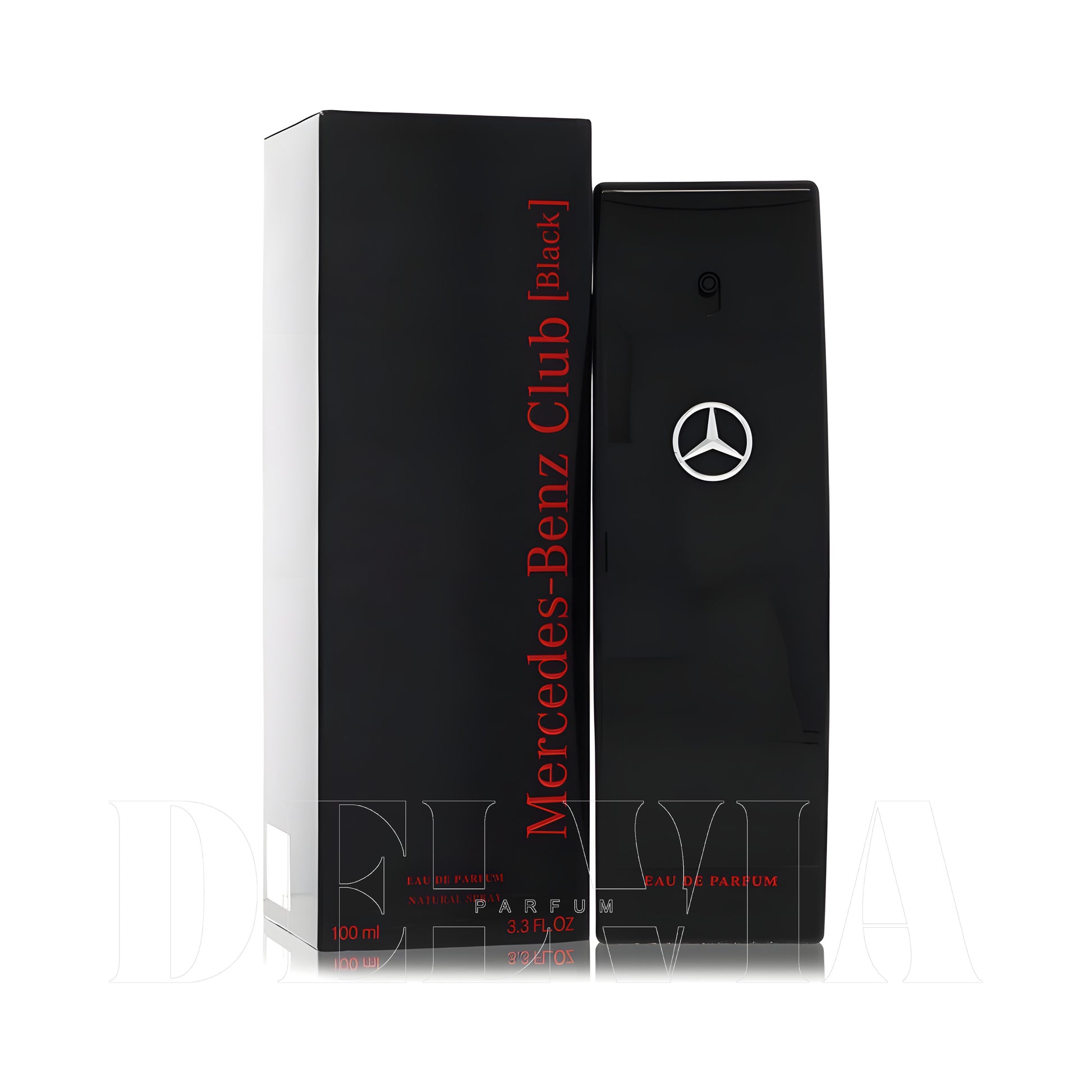 Mercedes Benz Club Black 2 ml dekant parfüm — kutu ve şişe görseli