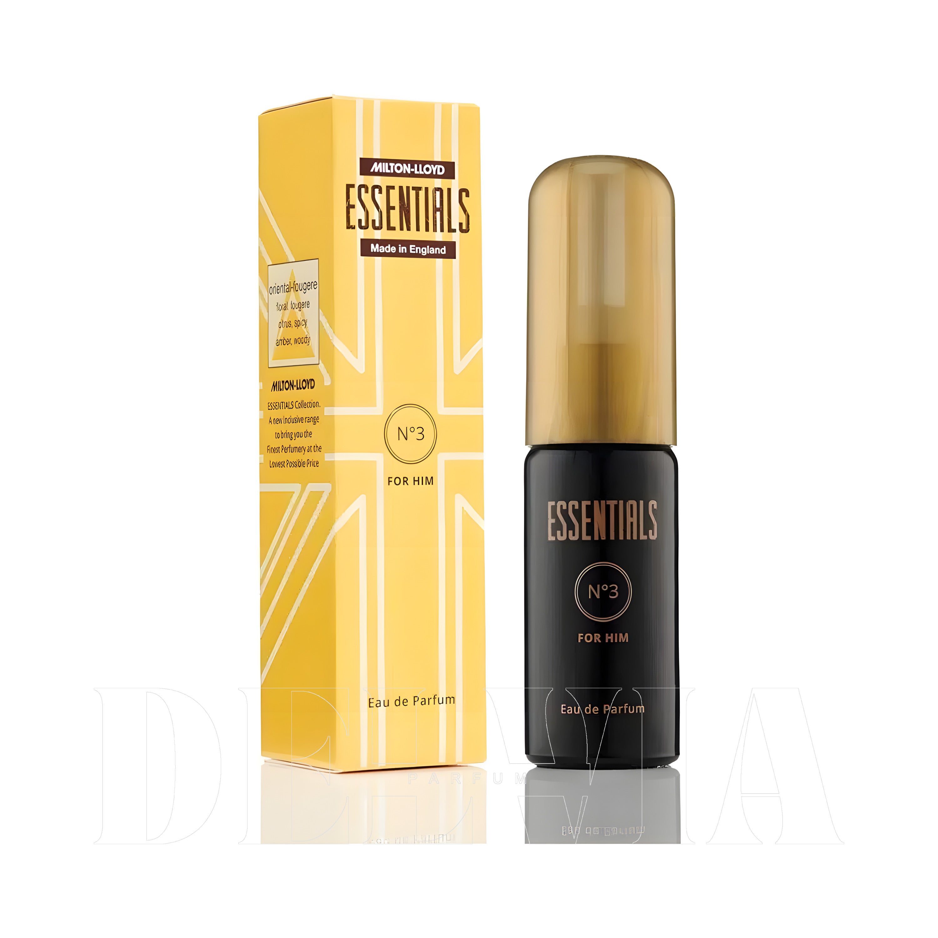 Milton Lloyd Essentials No 3 For Him 5 ml dekant parfüm — kutu ve şişe görseli