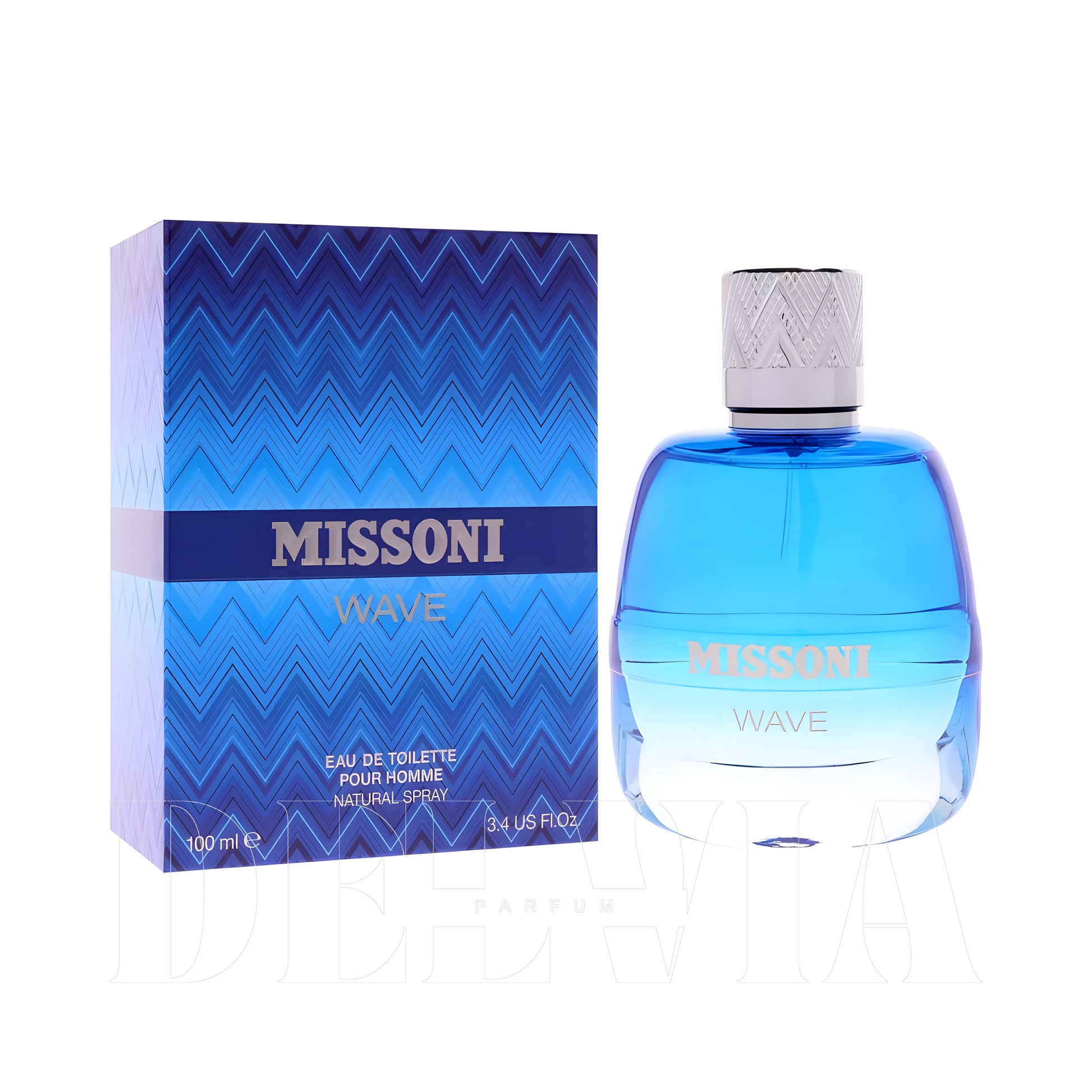 Missoni Wave 1 ml dekant parfüm — kutu ve şişe görseli