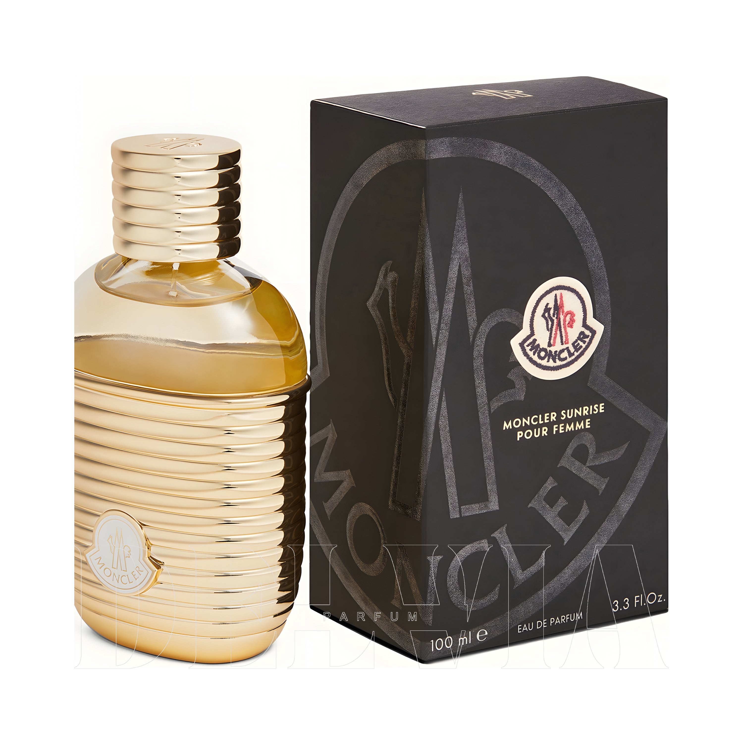 Moncler Sunrise Pour Femme 3 ml dekant parfüm — kutu ve şişe görseli