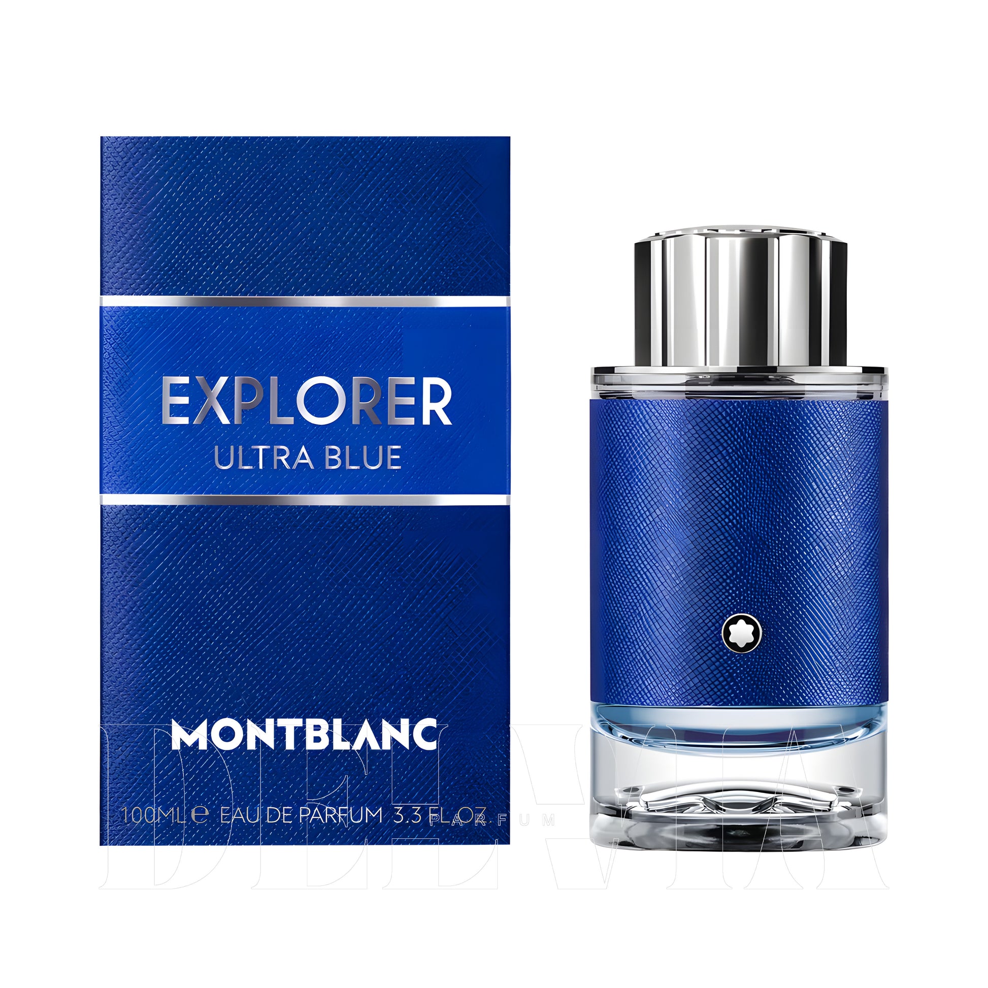 Mont Blanc Explorer Ultra Blue 2 ml dekant parfüm — kutu ve şişe görseli