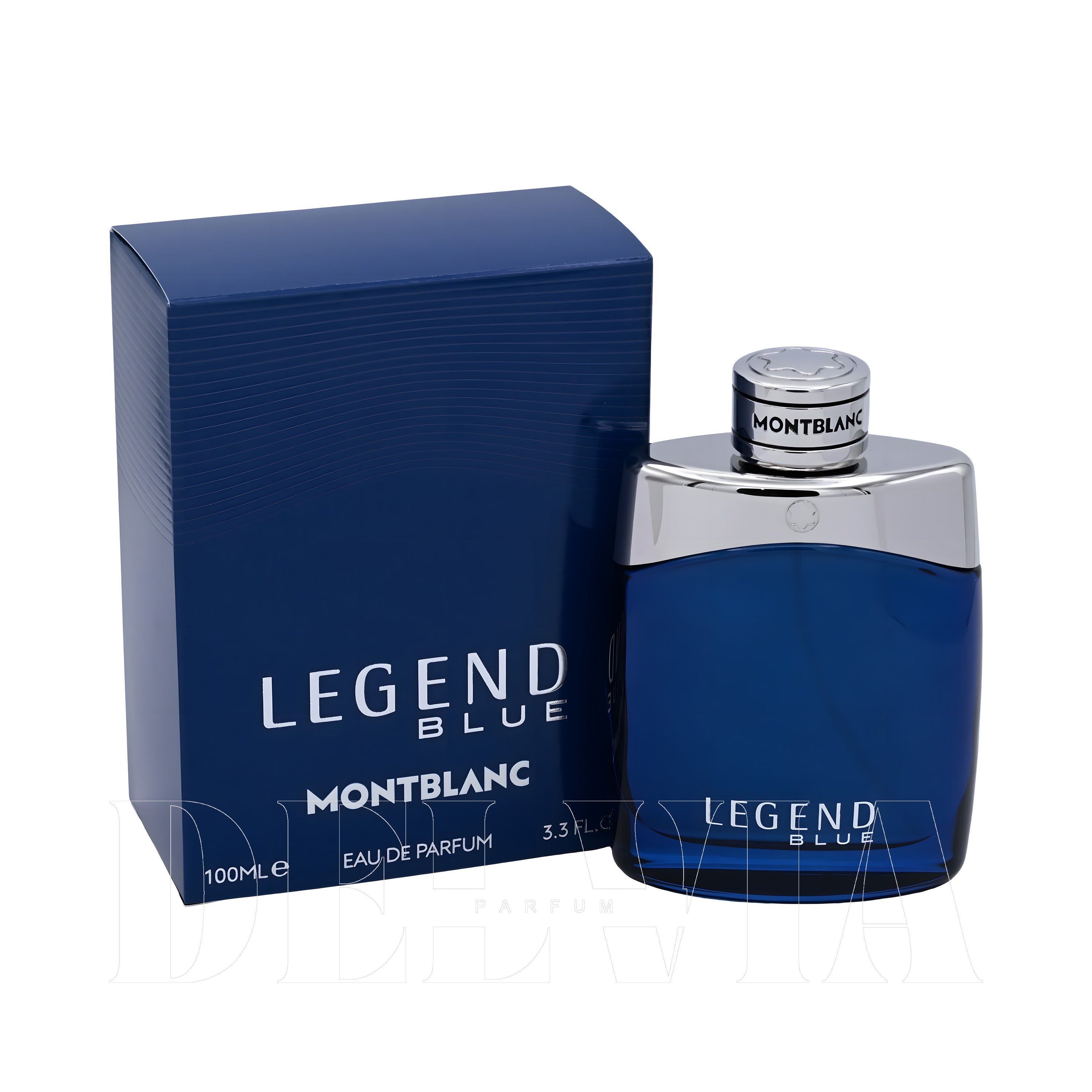 Mont Blanc Legend Blue 3 ml dekant parfüm — kutu ve şişe görseli